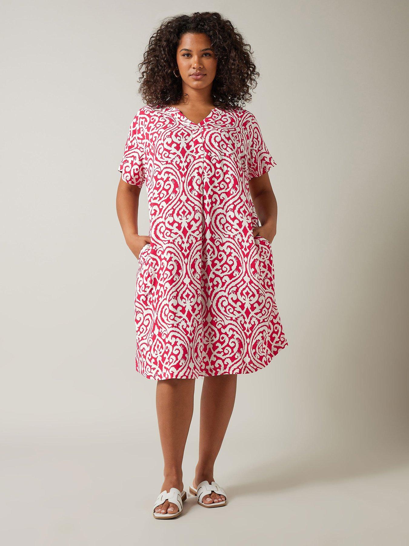 Evans Notch Heck Dress - With Pockets Red Ikat | Very.co.uk