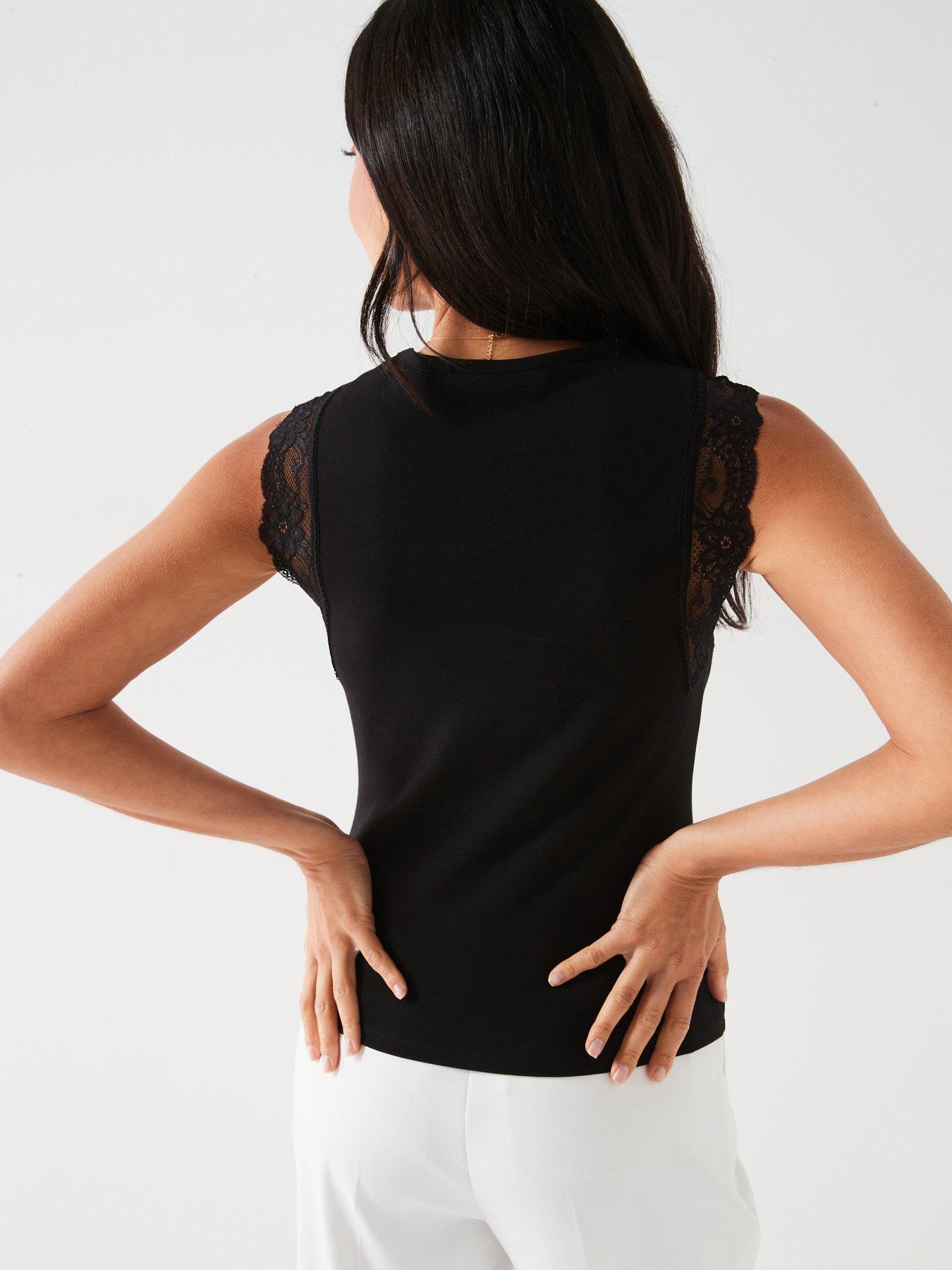 Image 2 of 6 of V by Very Lace Overlay Vest - Black