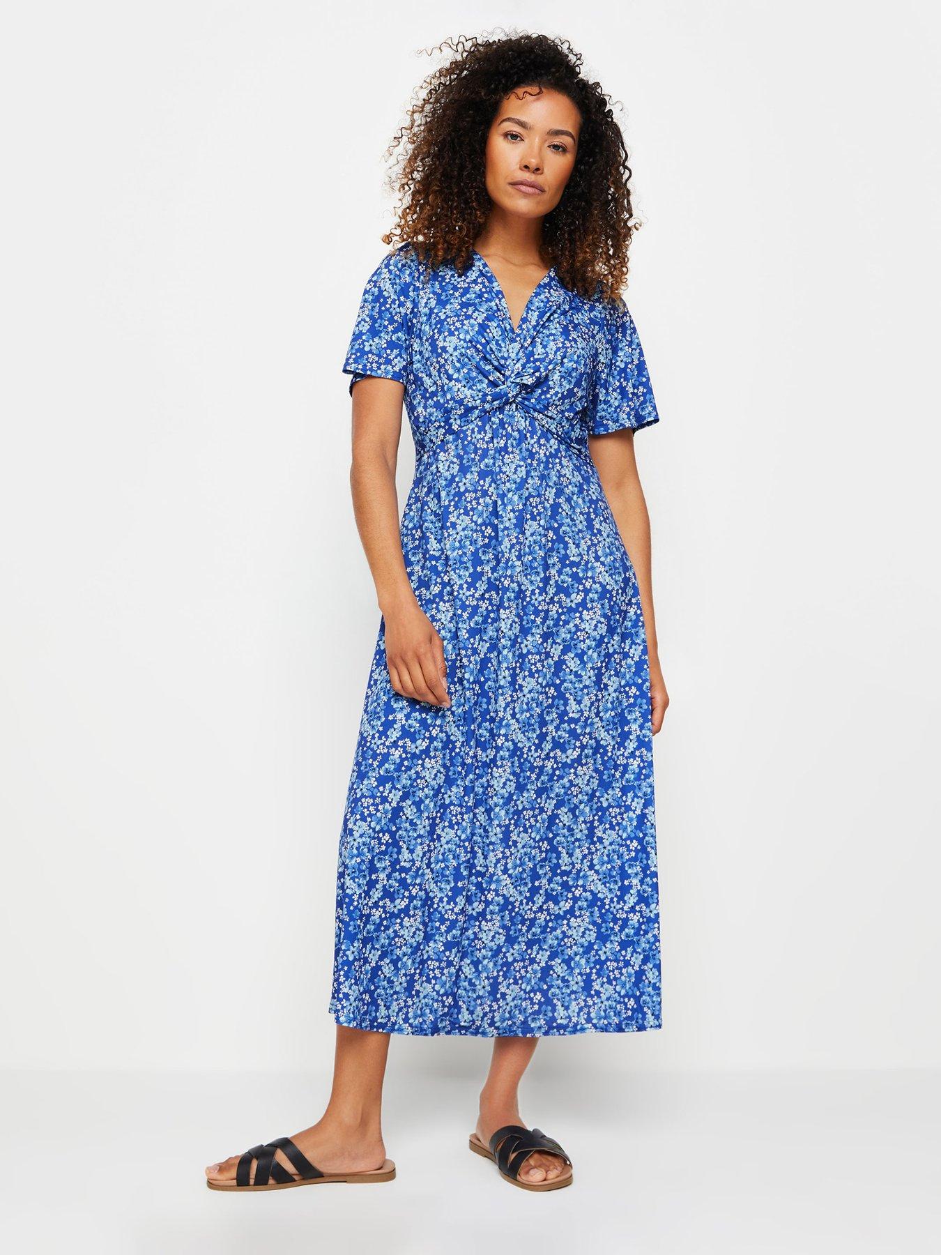 M&Co Twist Front Short Sleeve Dress - Blue | Very.co.uk