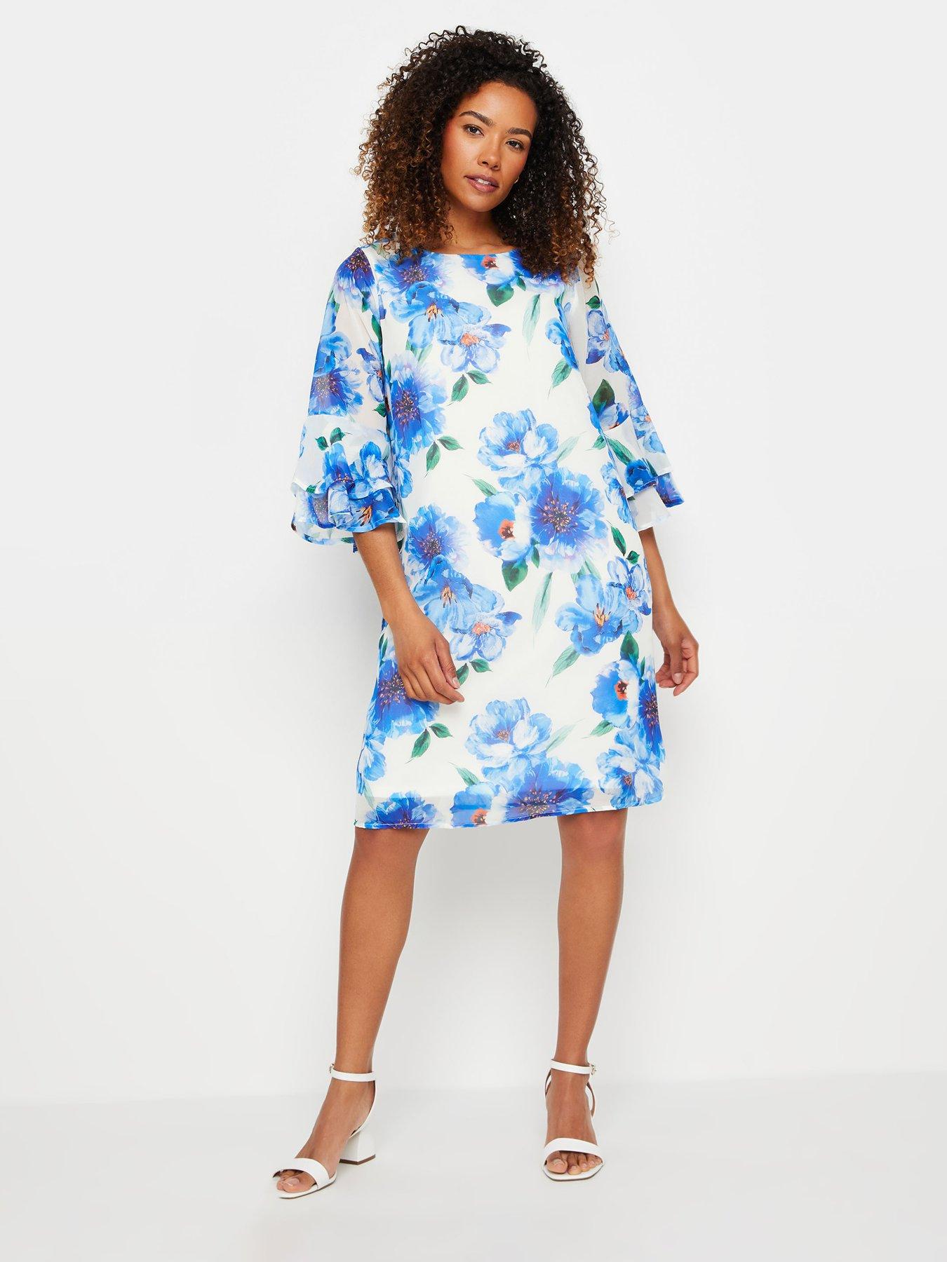 M&Co White Floral Flute Sleeve Shift Dress Very