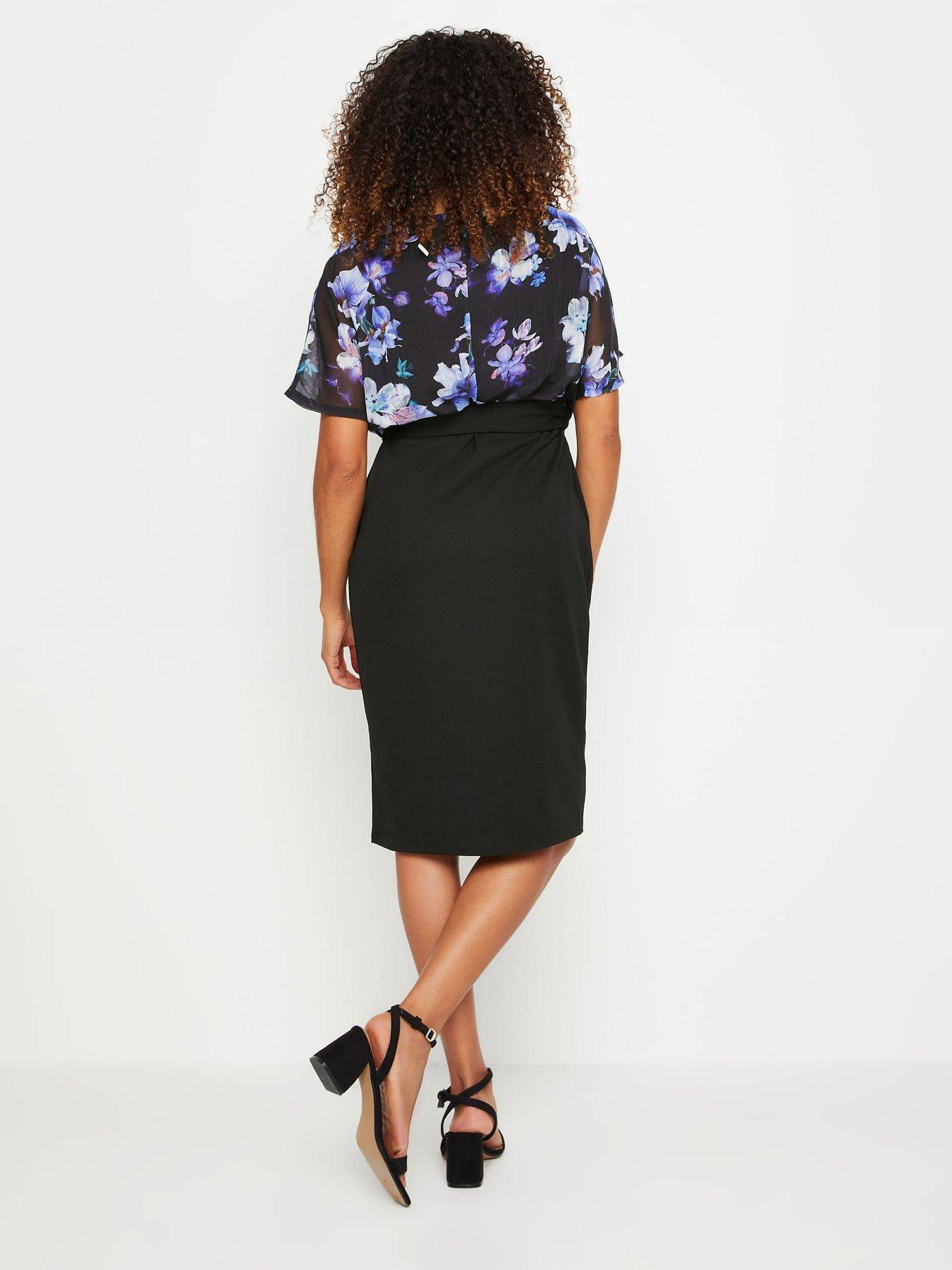 M&co Black Floral 2 In 1 Shift Dress 