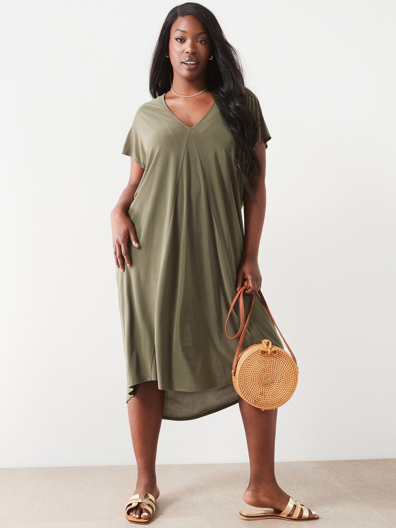 Plus size khaki dress online