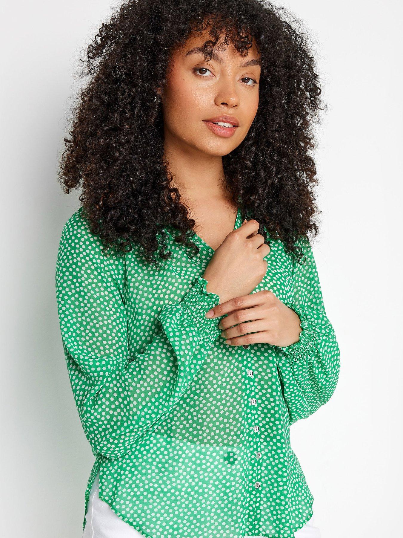 M&Co Button Thru Blouse - Green | Very.co.uk