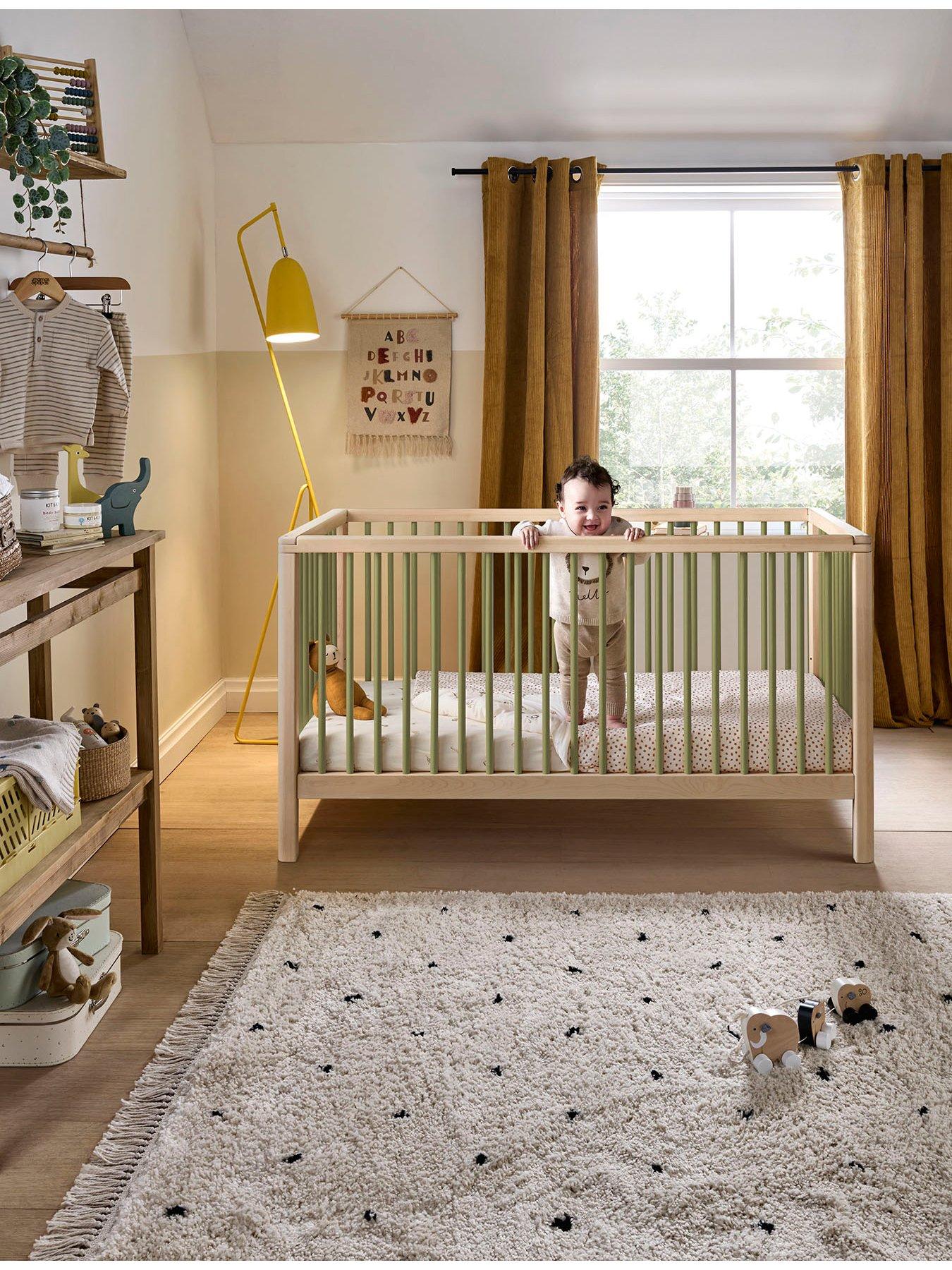 Product photograph of Mamas Papas Solo Cotbed- Moss Green Natural from very.co.uk