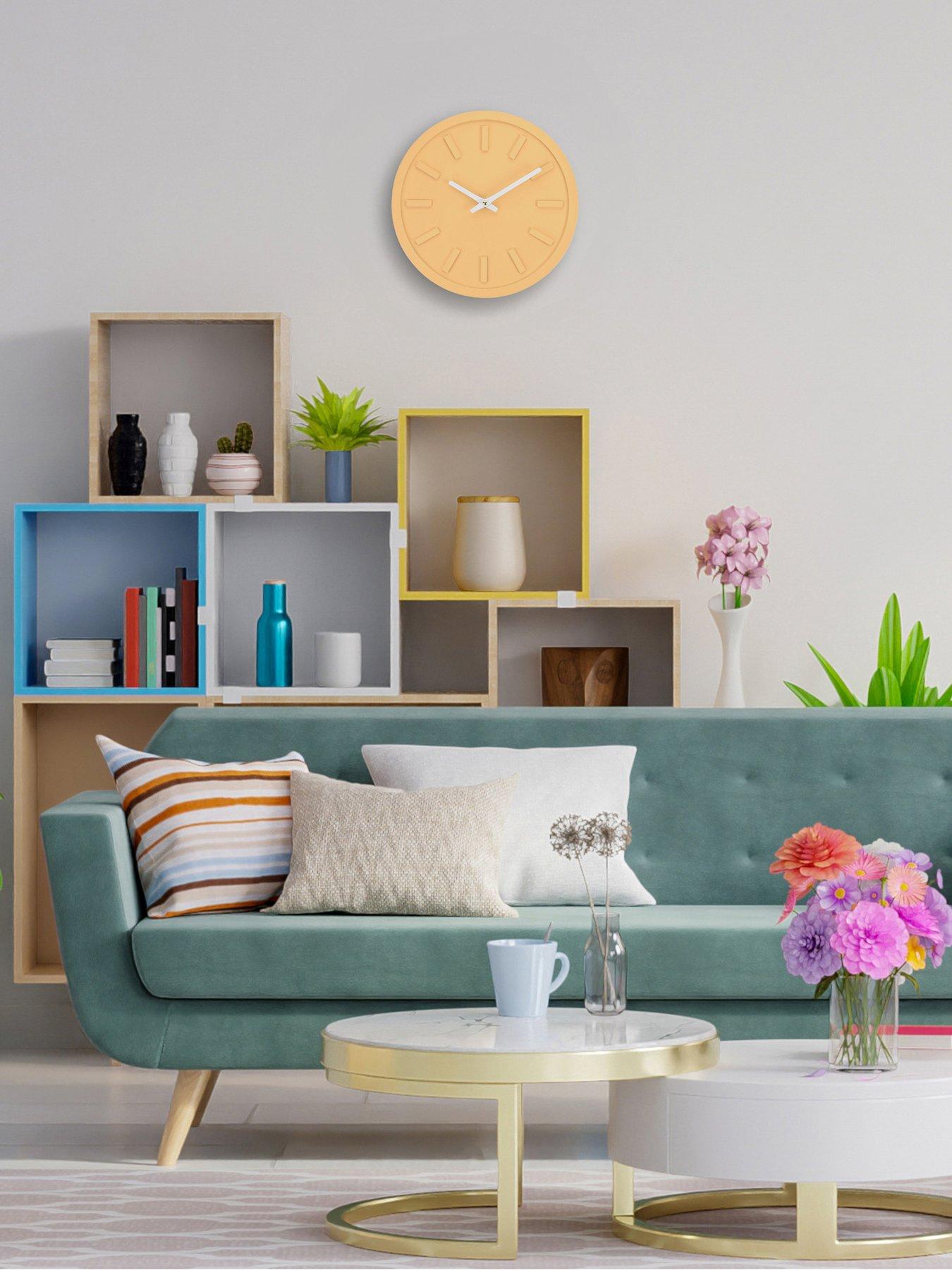 Product photograph of Interval Minimalist Yellow Wall Clock from very.co.uk