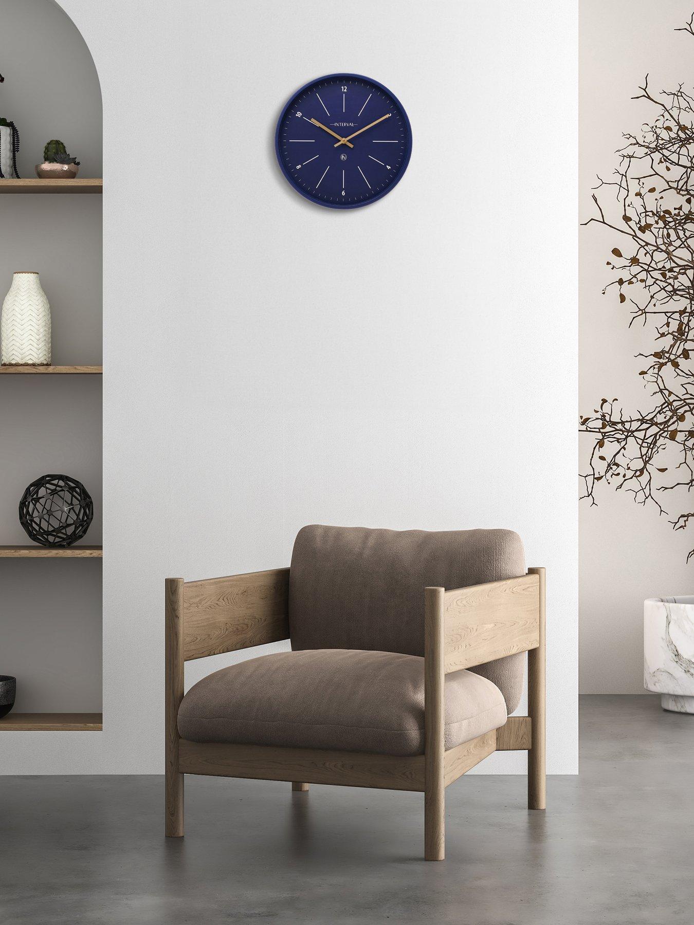 Product photograph of Interval Navy Metal Wall Clock from very.co.uk