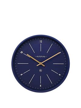 Product photograph of Interval Navy Metal Wall Clock from very.co.uk