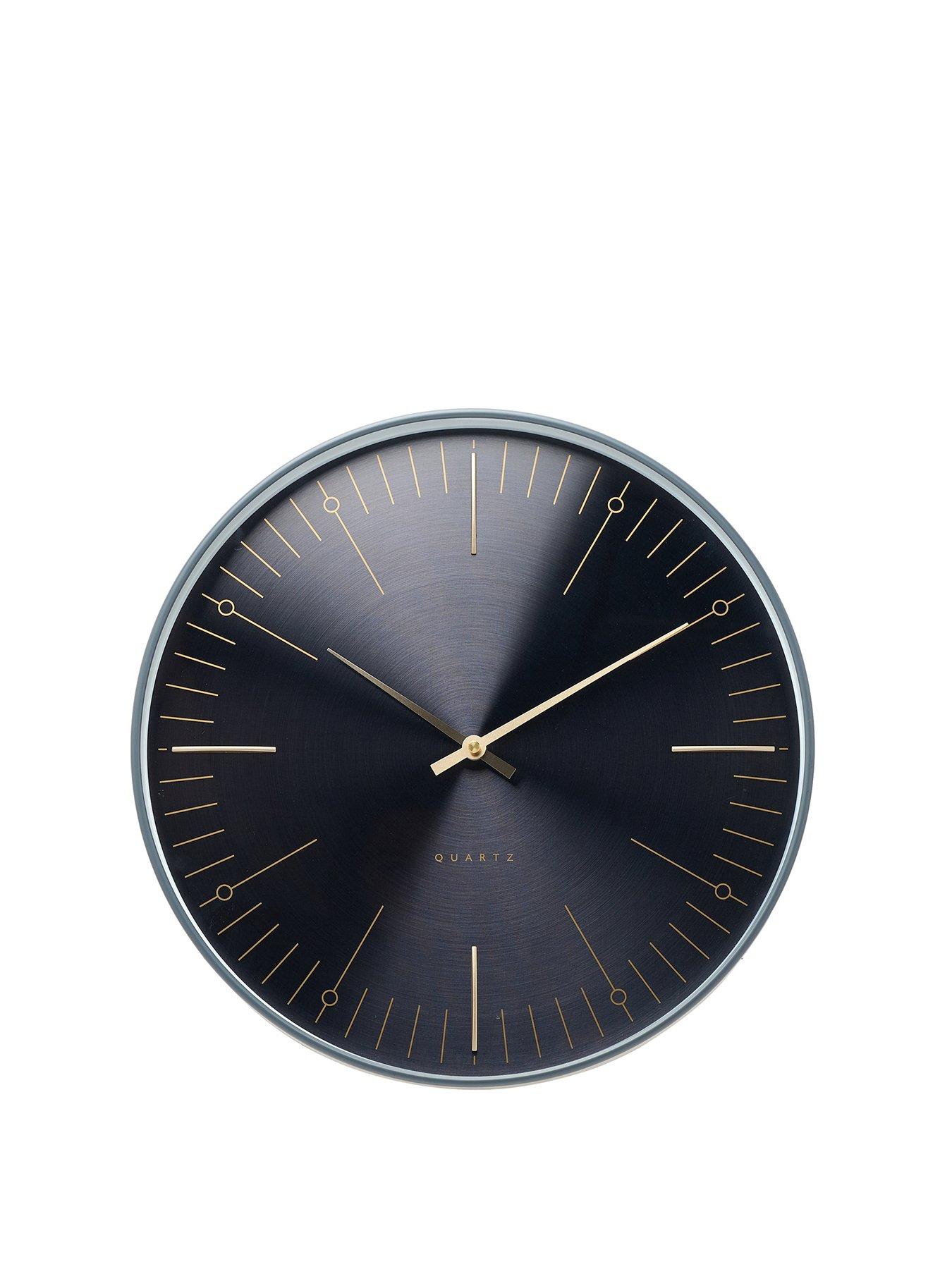 Product photograph of Interval Black And Gold Metal Wall Clock from very.co.uk