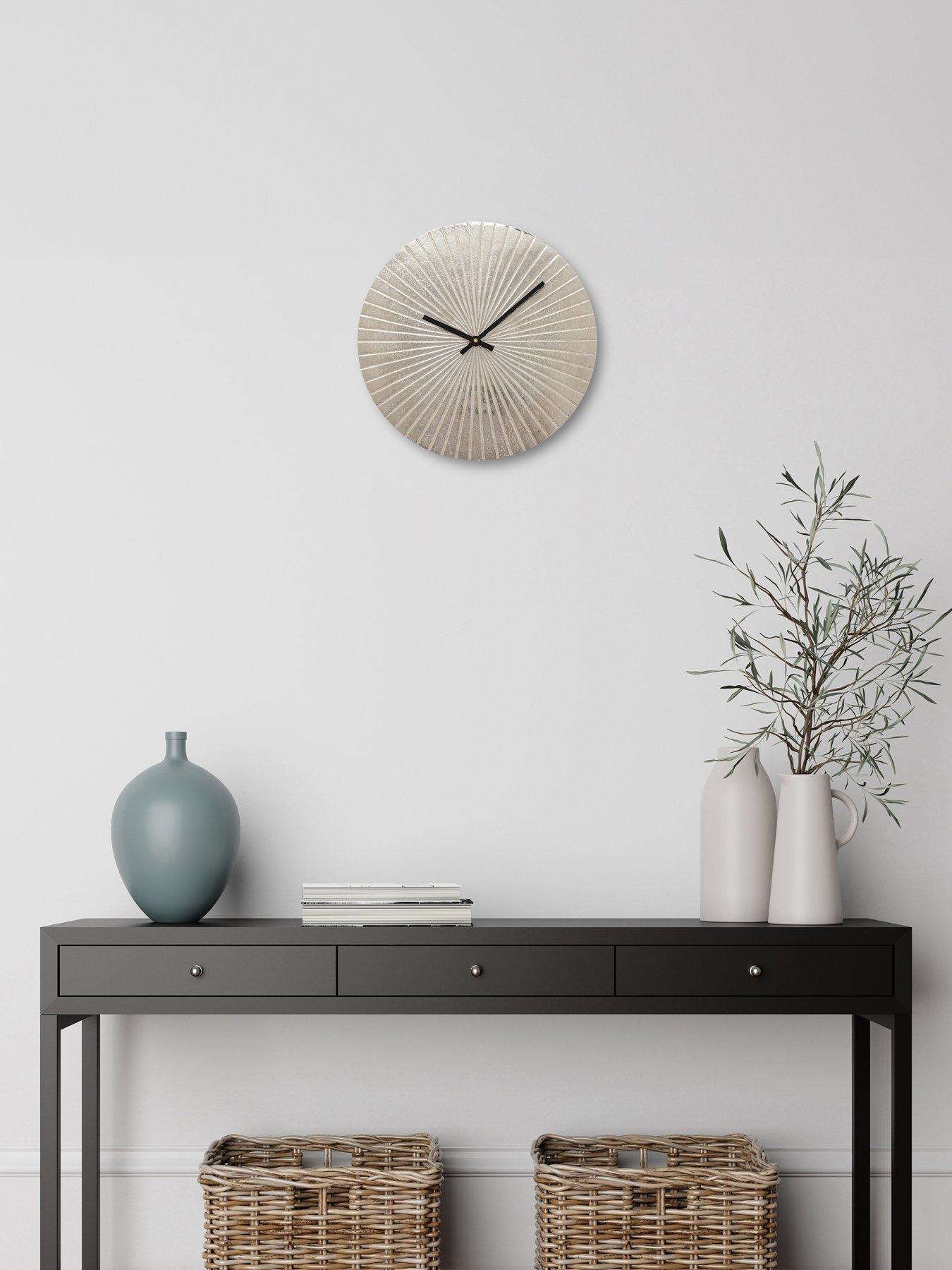 Product photograph of Interval Silver Metal Wall Clock from very.co.uk