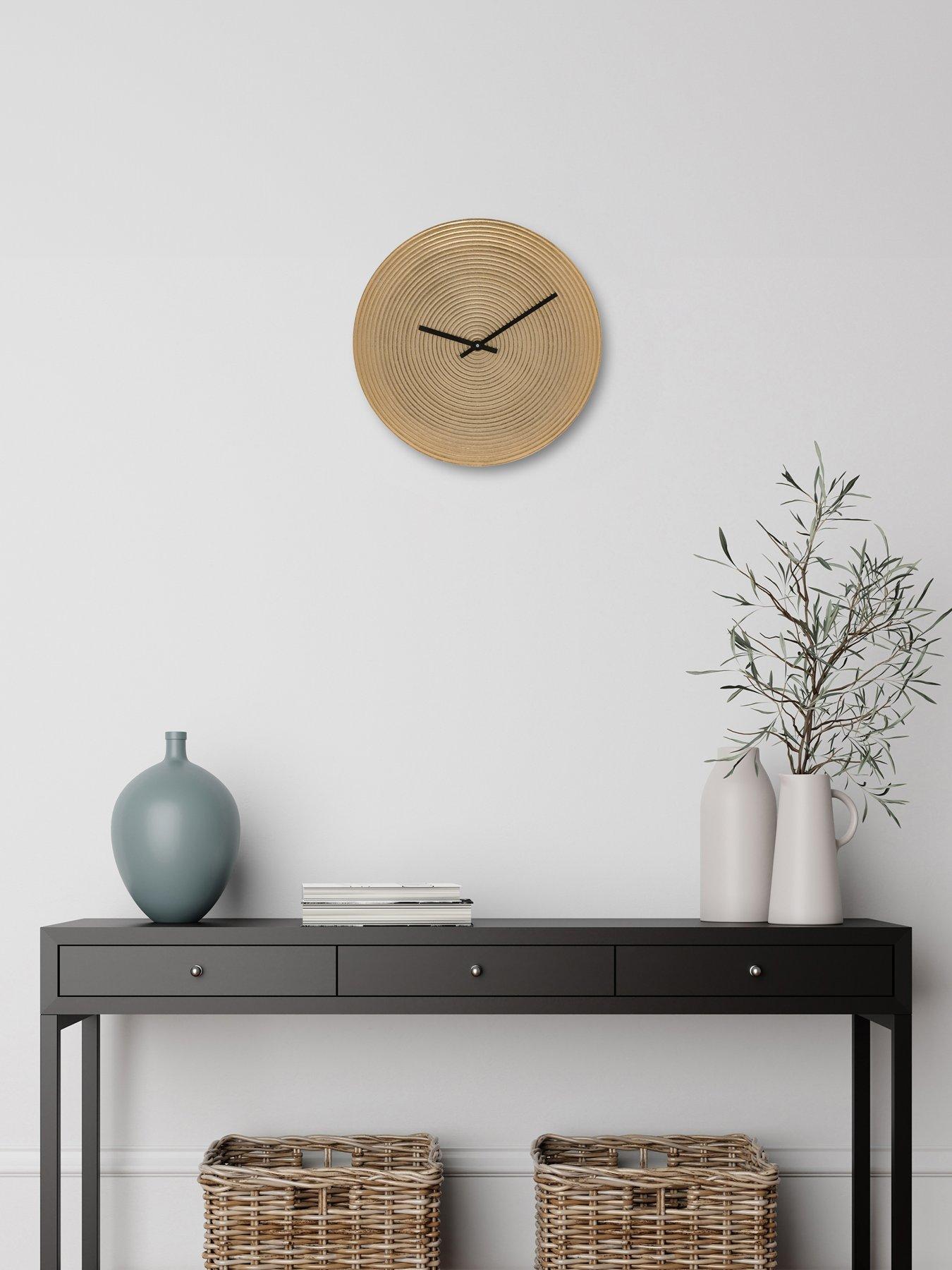 Product photograph of Interval Gold Metal Wall Clock from very.co.uk