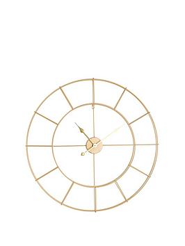 Product photograph of Hometime Gold Skeleton Wall Clock - 80cm from very.co.uk