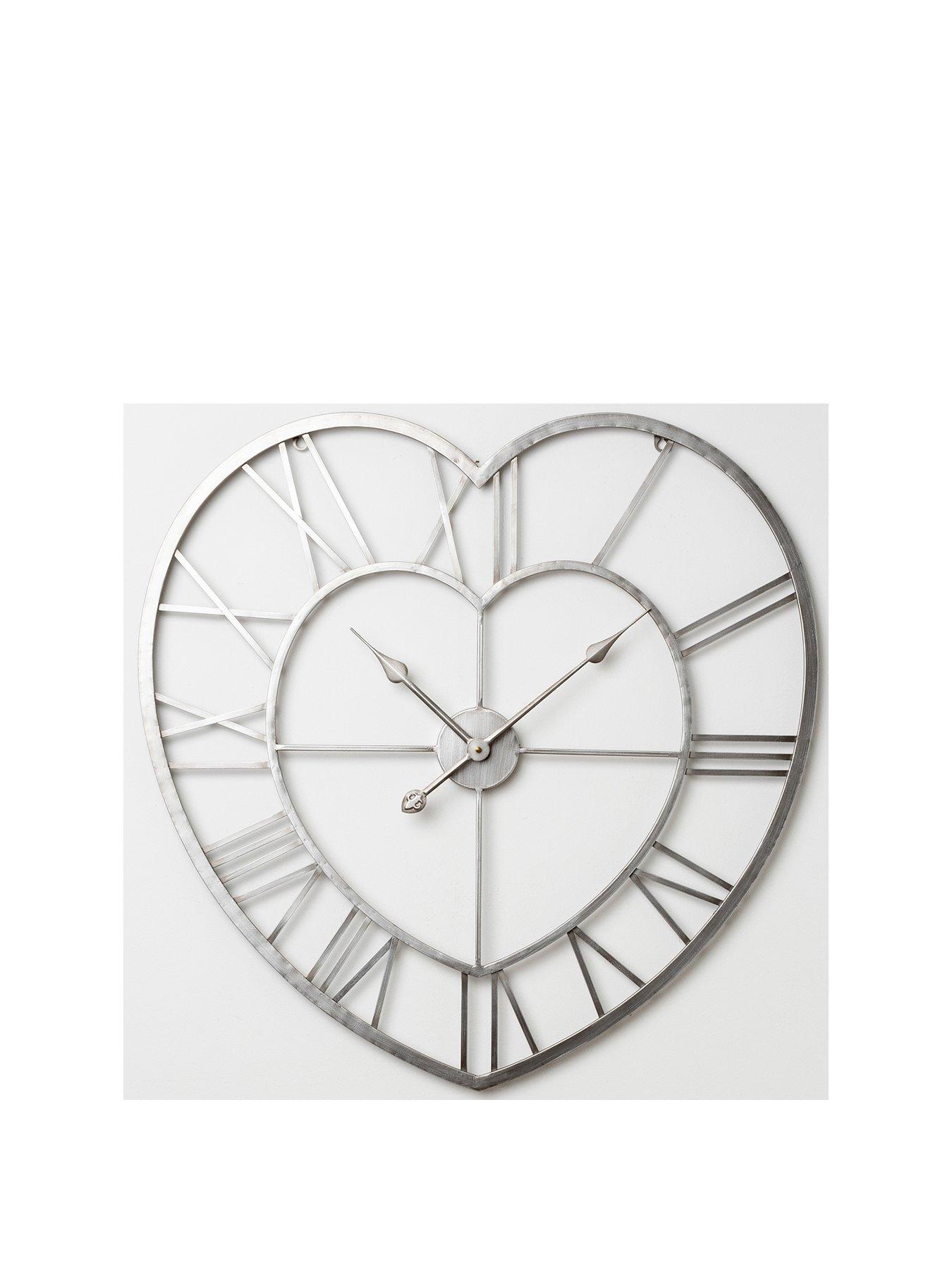 Product photograph of Hometime Metal Heart-shaped Wall Clock from very.co.uk