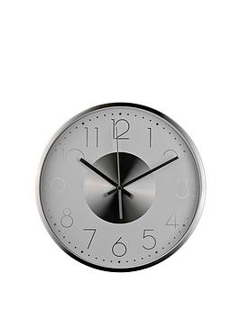 Product photograph of Hometime Silver Metal Wall Clock - 30cm from very.co.uk