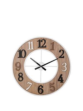 Product photograph of Hometime Wood Metal Wall Clock - 60cm from very.co.uk