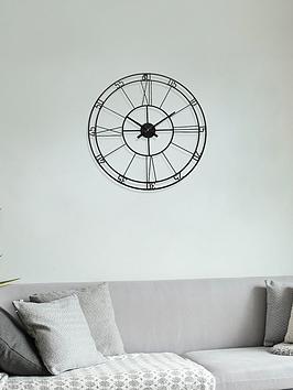 Product photograph of Hometime Black Metal Cut Out Wall Clock - 60cm from very.co.uk