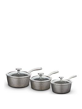 Product photograph of Tower Cerastone Pro 3 Piece Saucepan Set from very.co.uk