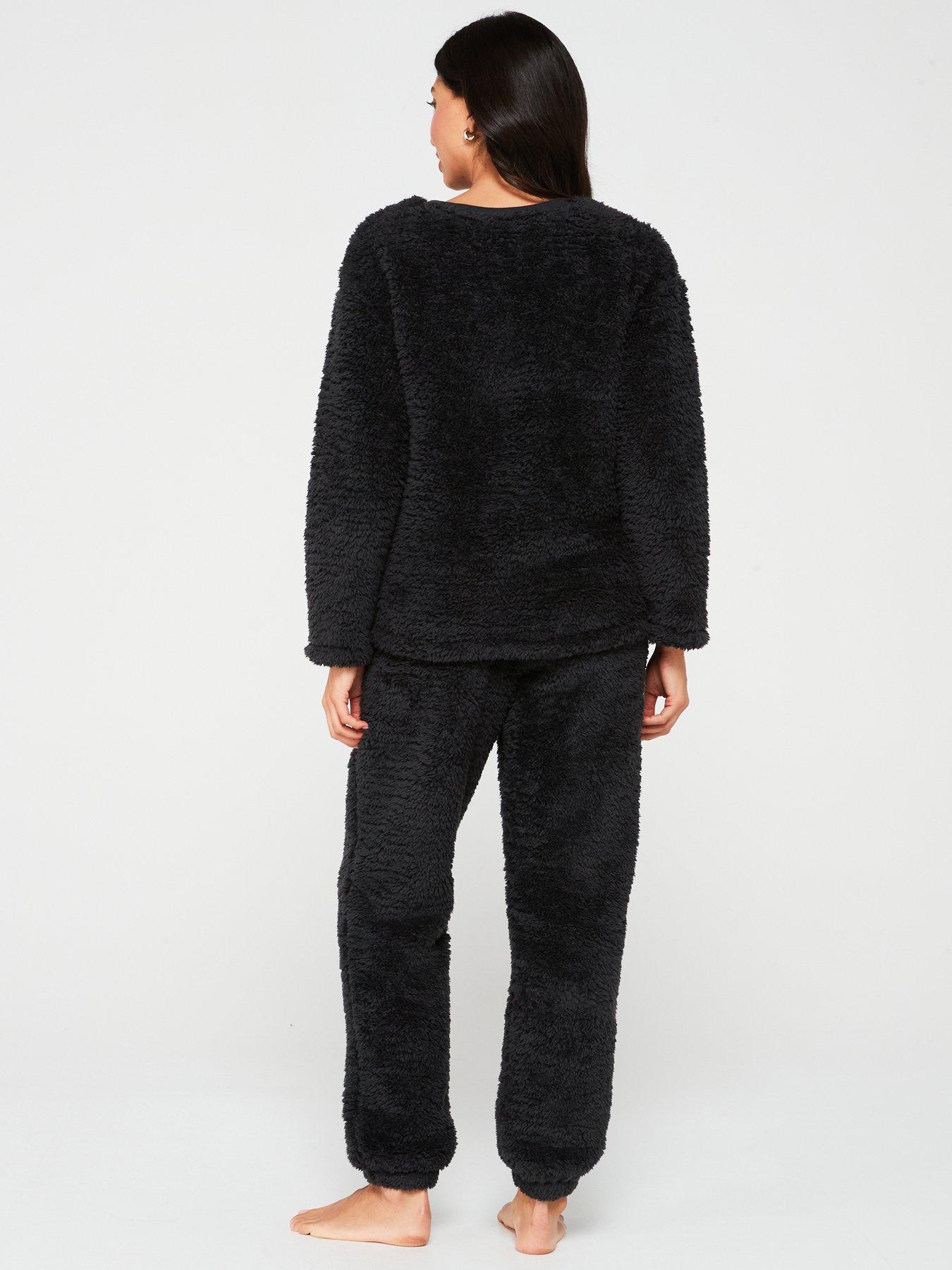 V by Very Borg Slogan Sweat And Jogger Lounge Set Grey Very