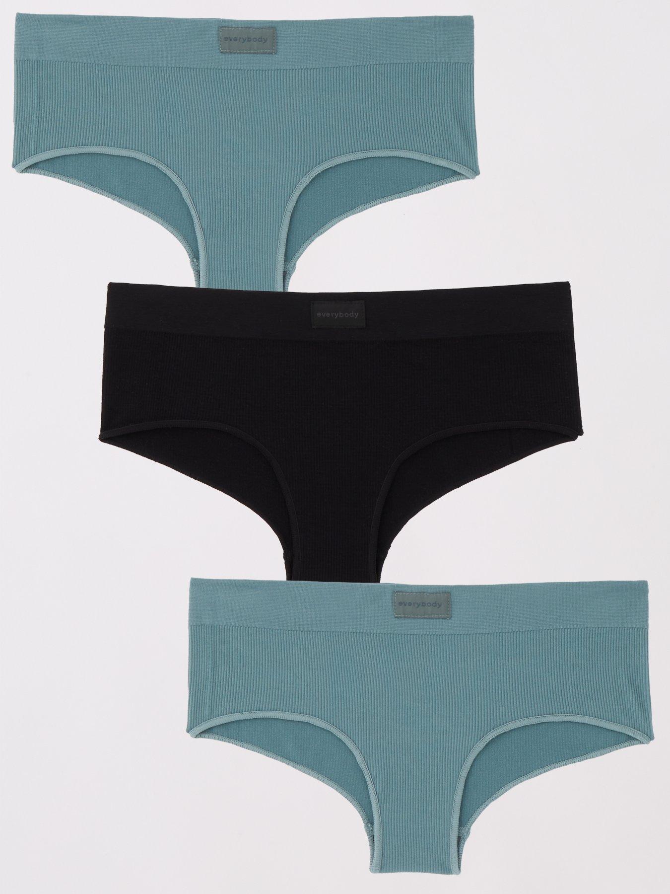 undefined 3pk Seamless Hipster Briefs - Black/Teal