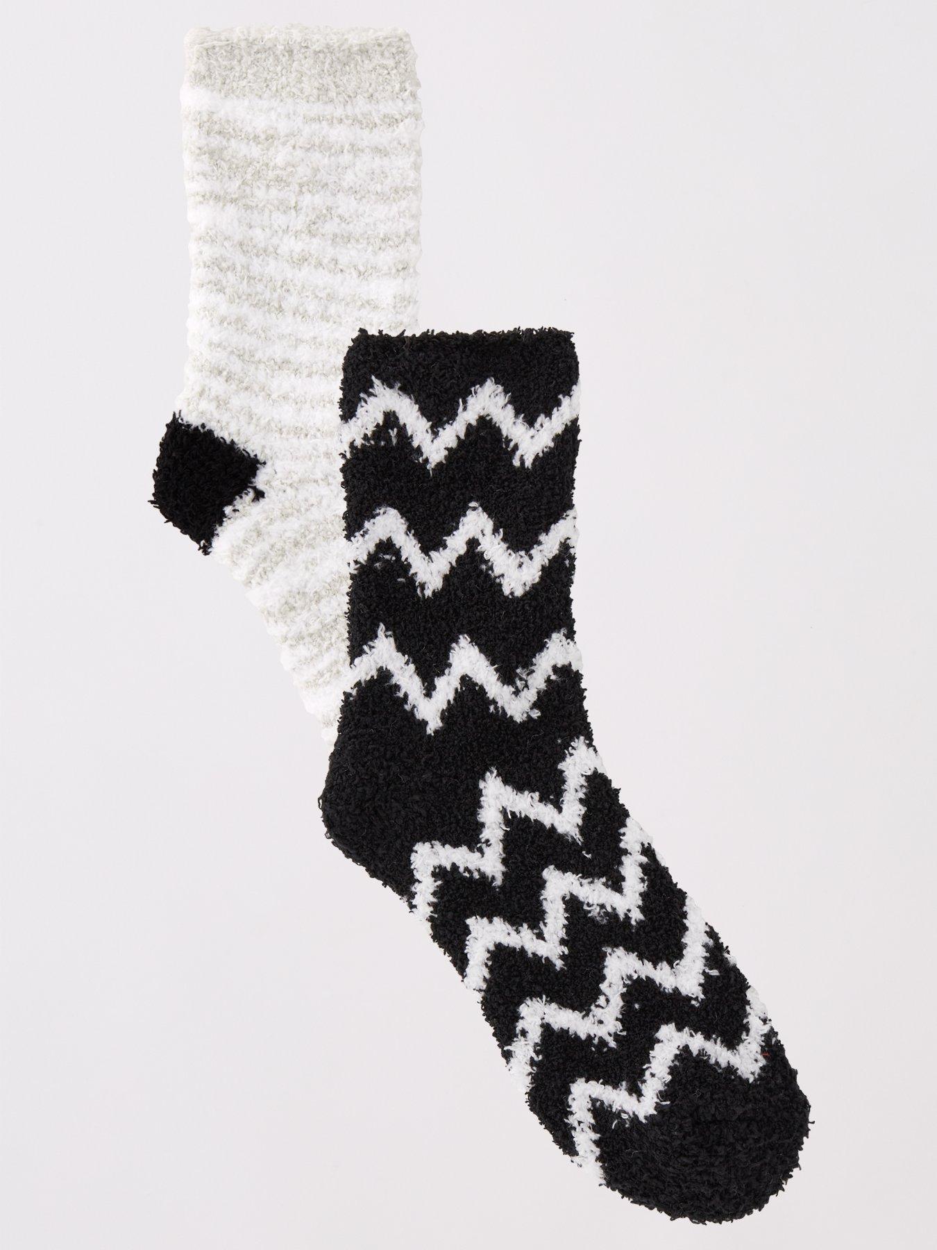 V by Very 2pk Lounge Cosy Socks - Grey