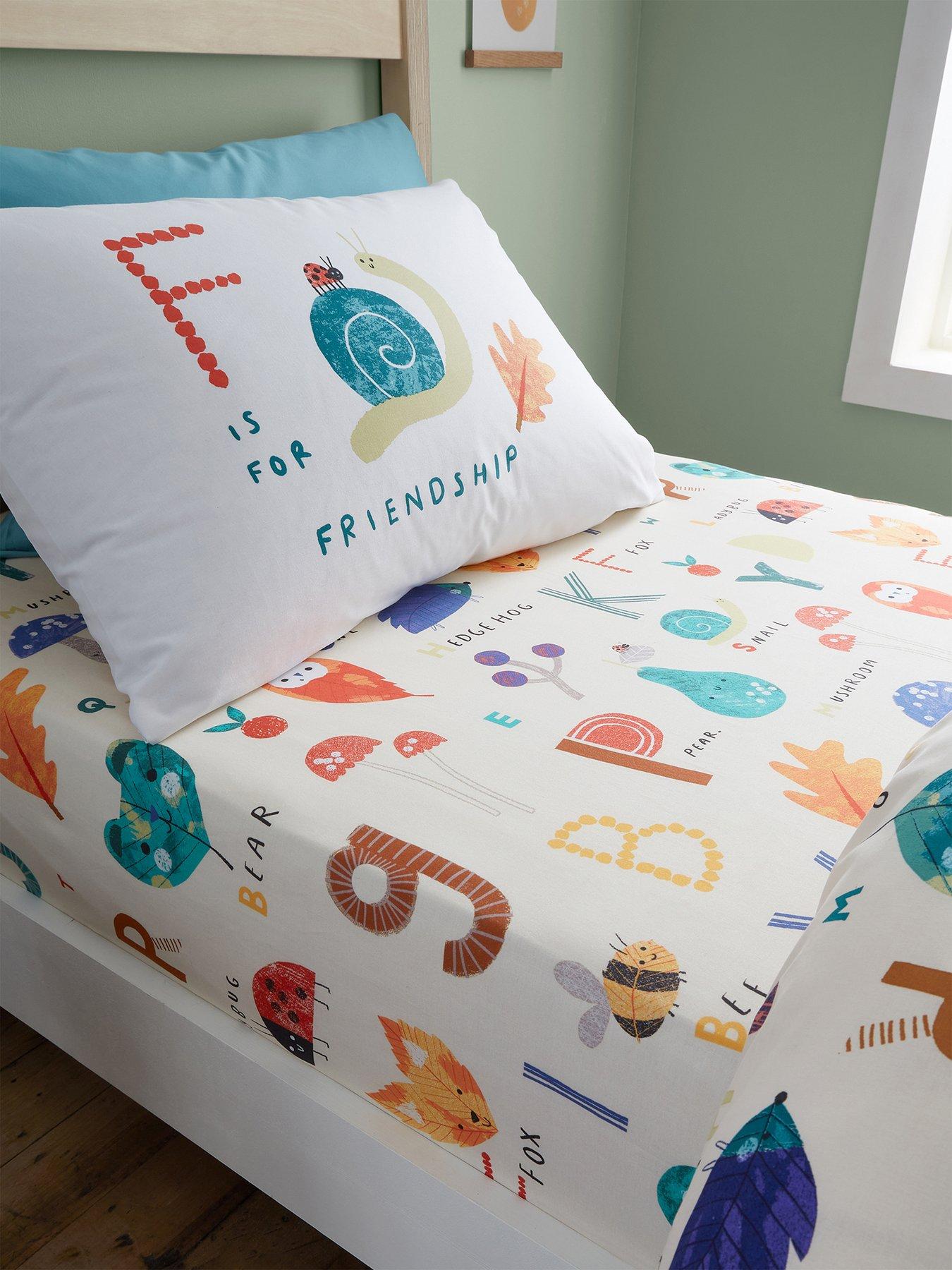 Product photograph of Catherine Lansfield Woodland Alphabet Fitted Sheet - Multi from very.co.uk