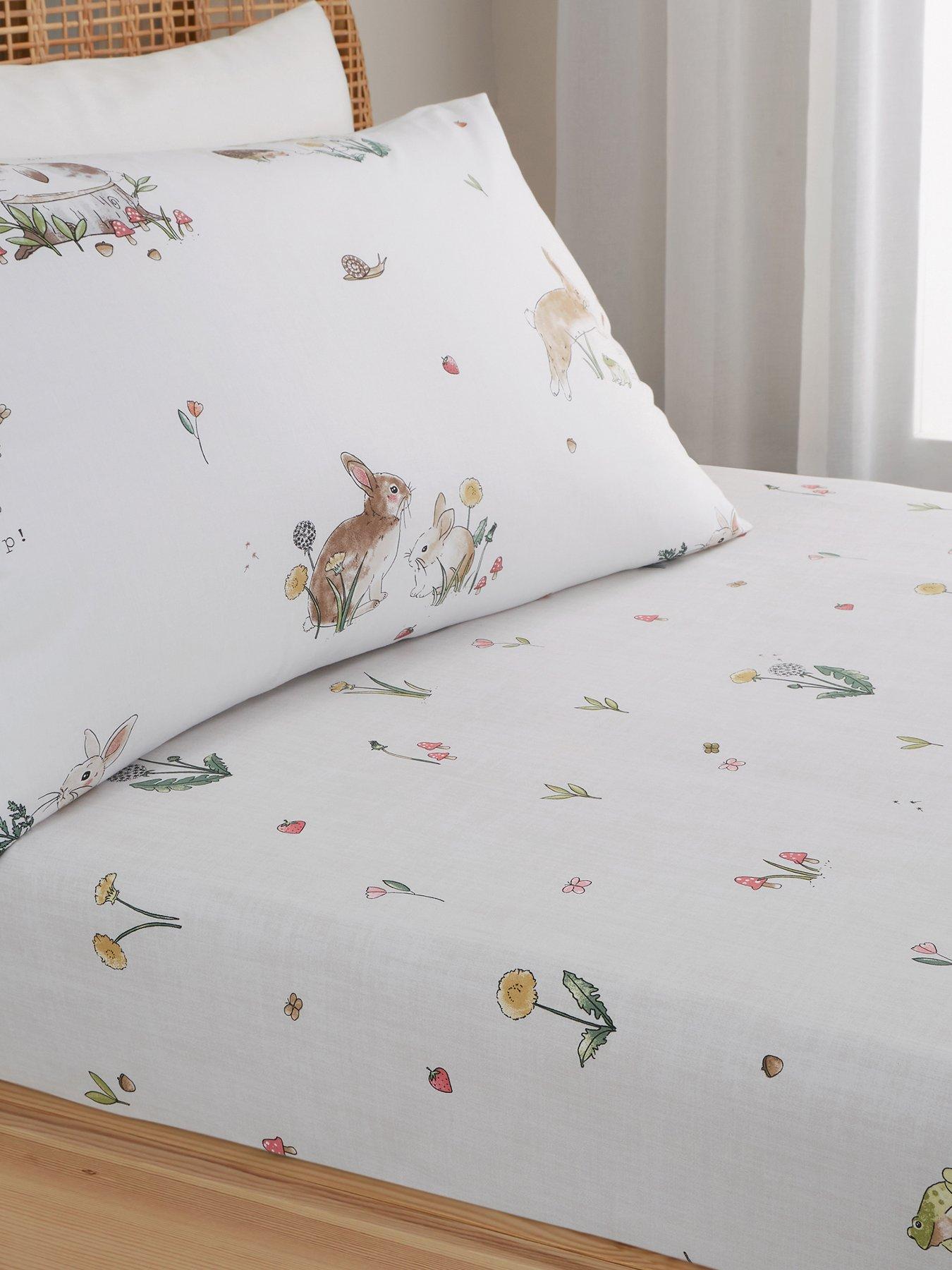 Product photograph of Little Bianca Bunny Rabbit Friends Single Fitted Sheet - Natural from very.co.uk