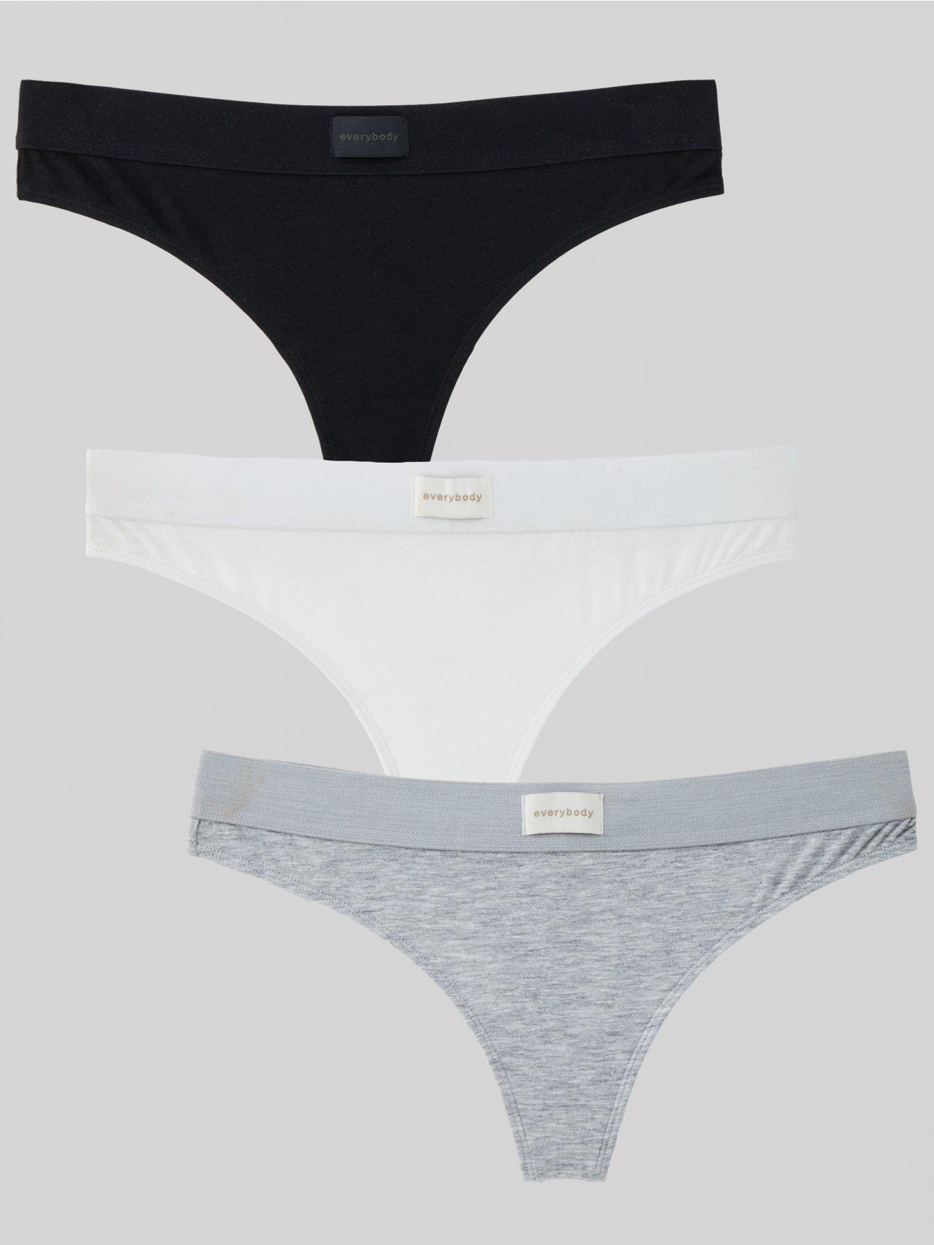 undefined 3pk Thongs - Black/White/Grey