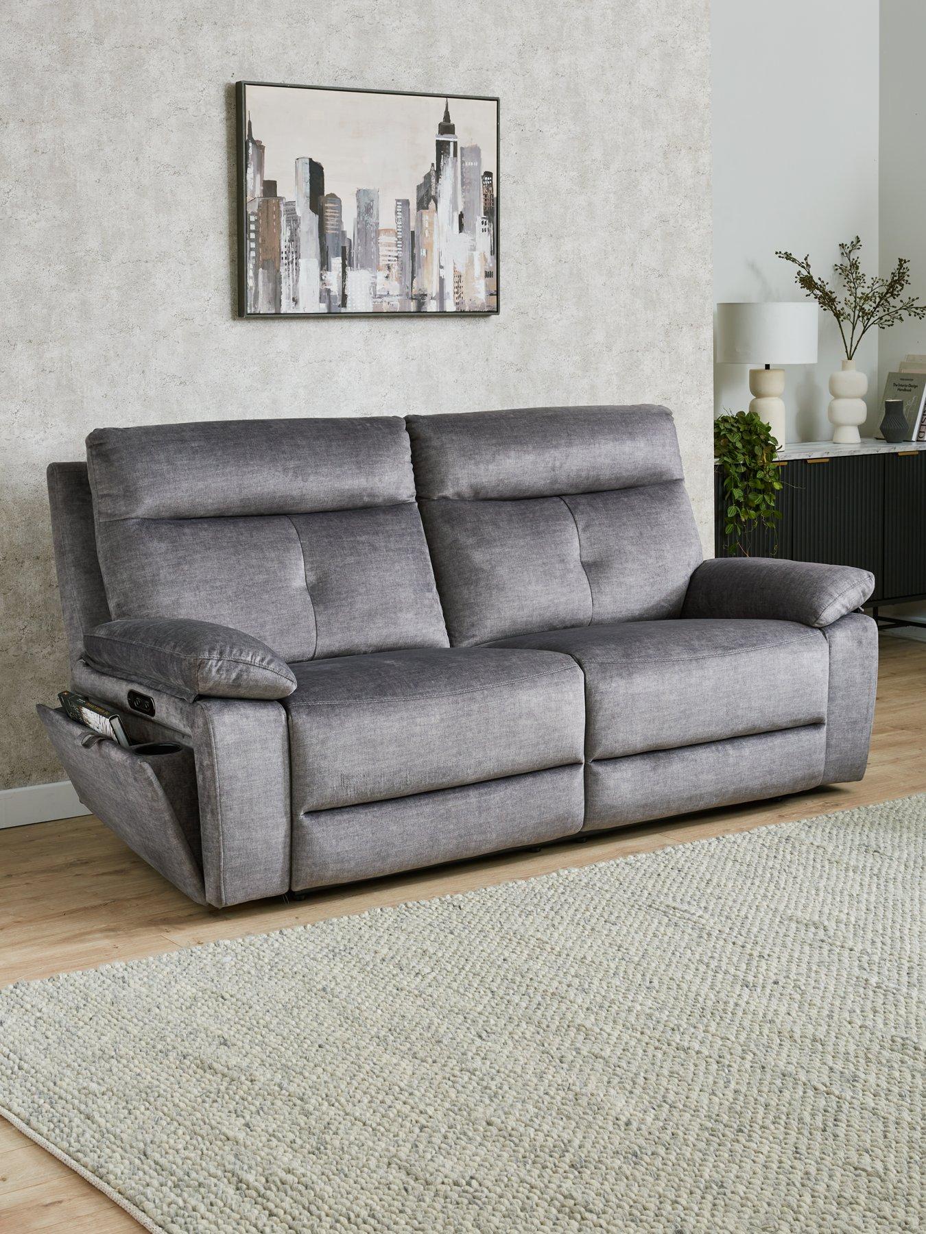 undefined Ivana 3 Seater Fabric Power Recliner Sofa with USB Charging and Storage