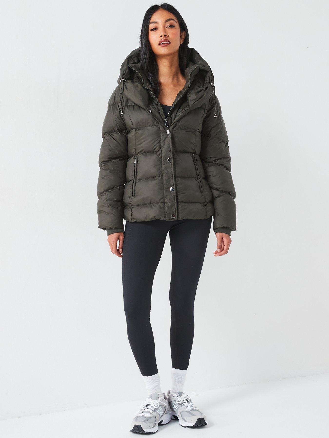 V by Very Padded Short Coat With Double Collar - Khaki | Very
