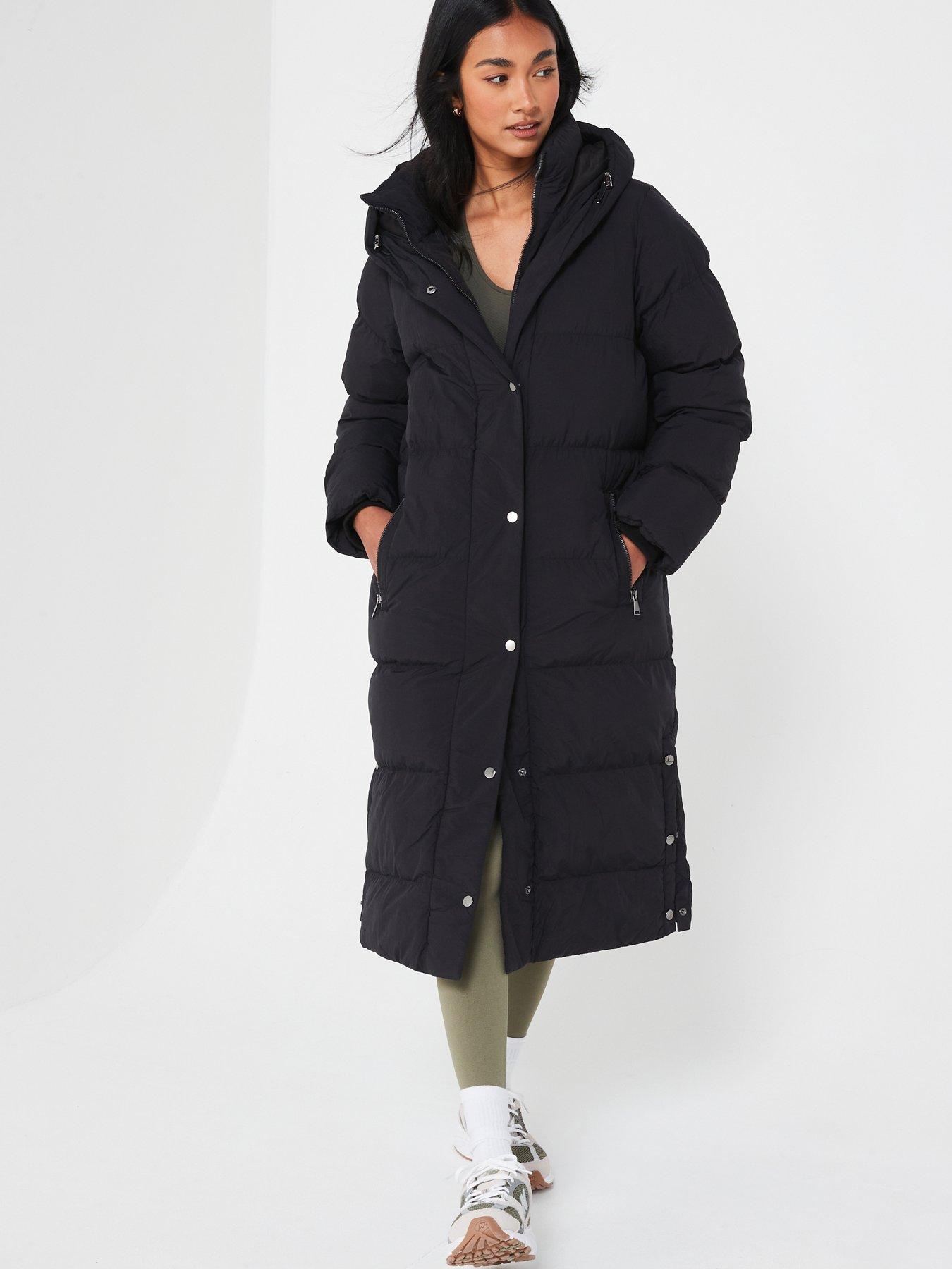 V by Very Longline Sorona Padded Coat With Pull Out Hood Black Very