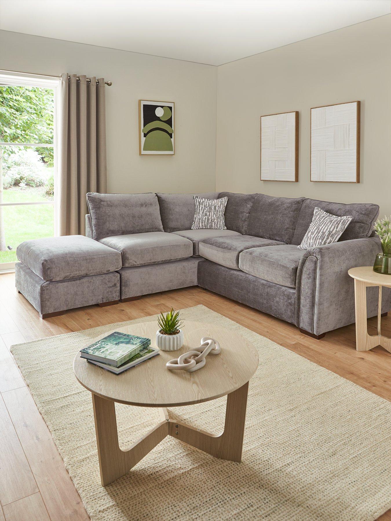 undefined Layla Fabric Left Hand Corner Chaise with Footstool