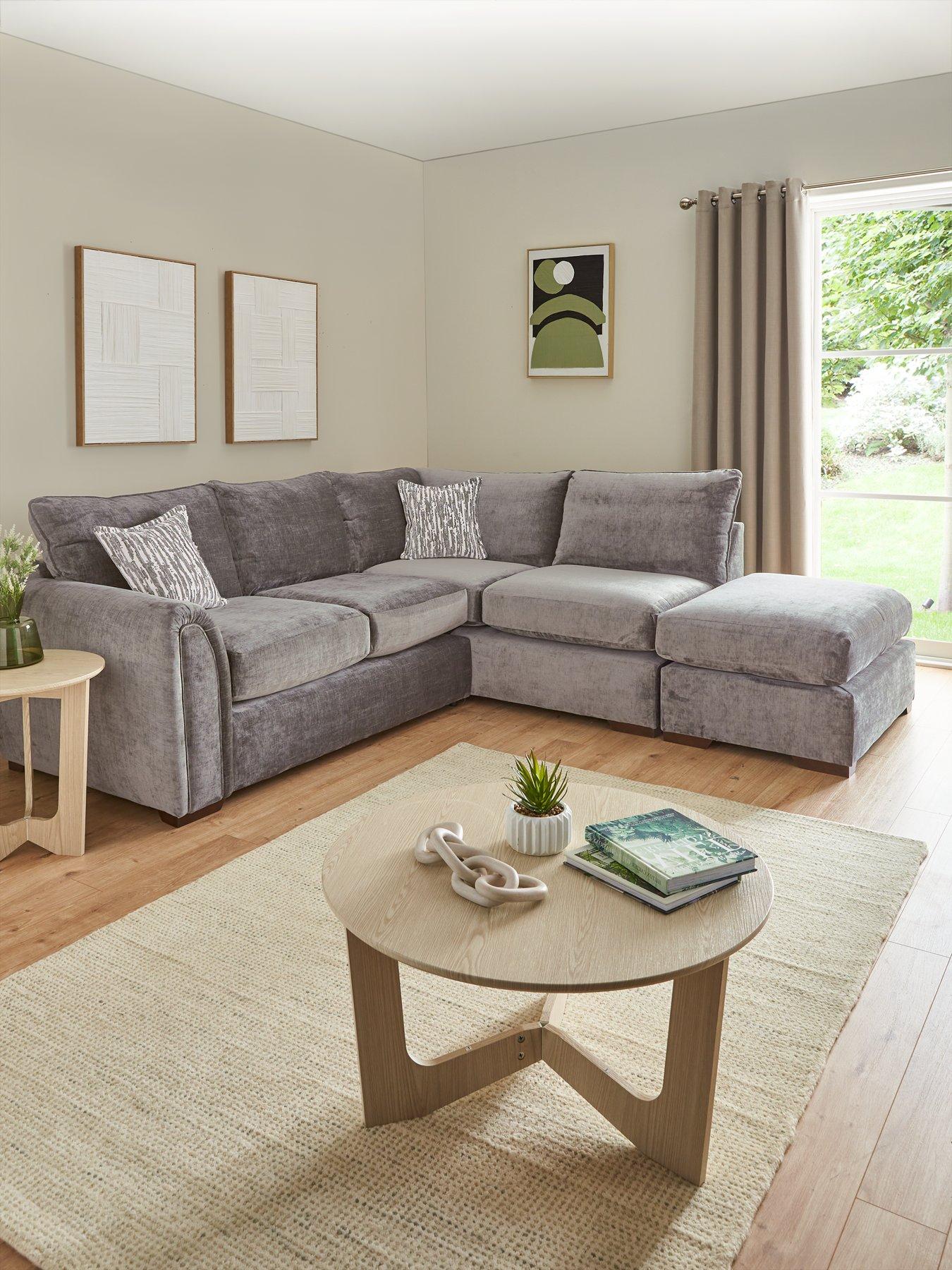 undefined Layla Fabric Right Hand Corner Chaise with Footstool