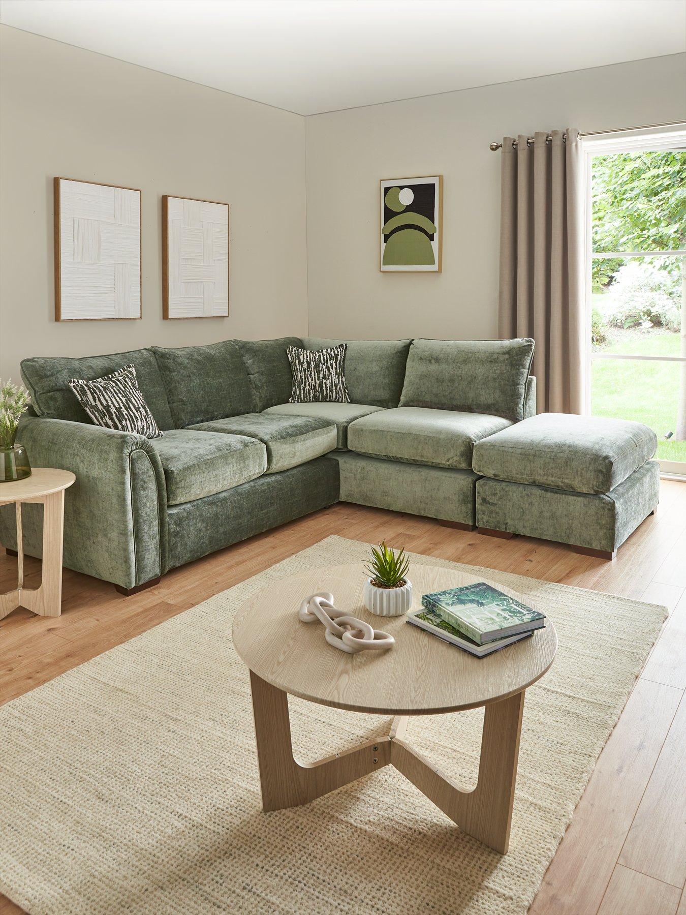 undefined Layla Fabric Right Hand Corner Chaise with Footstool