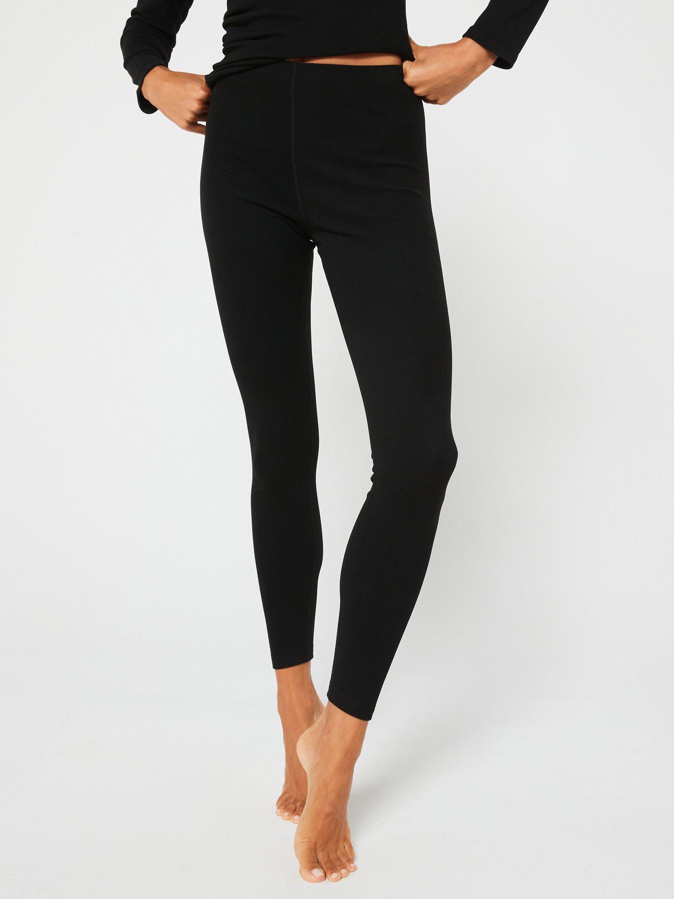 undefined Fleece Lined Thermal Leggings - Black
