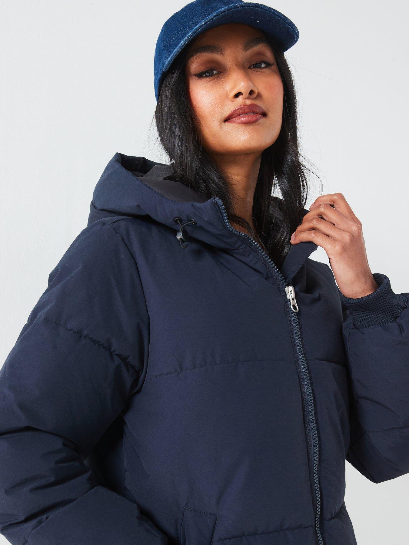 Navy hooded coat best sale