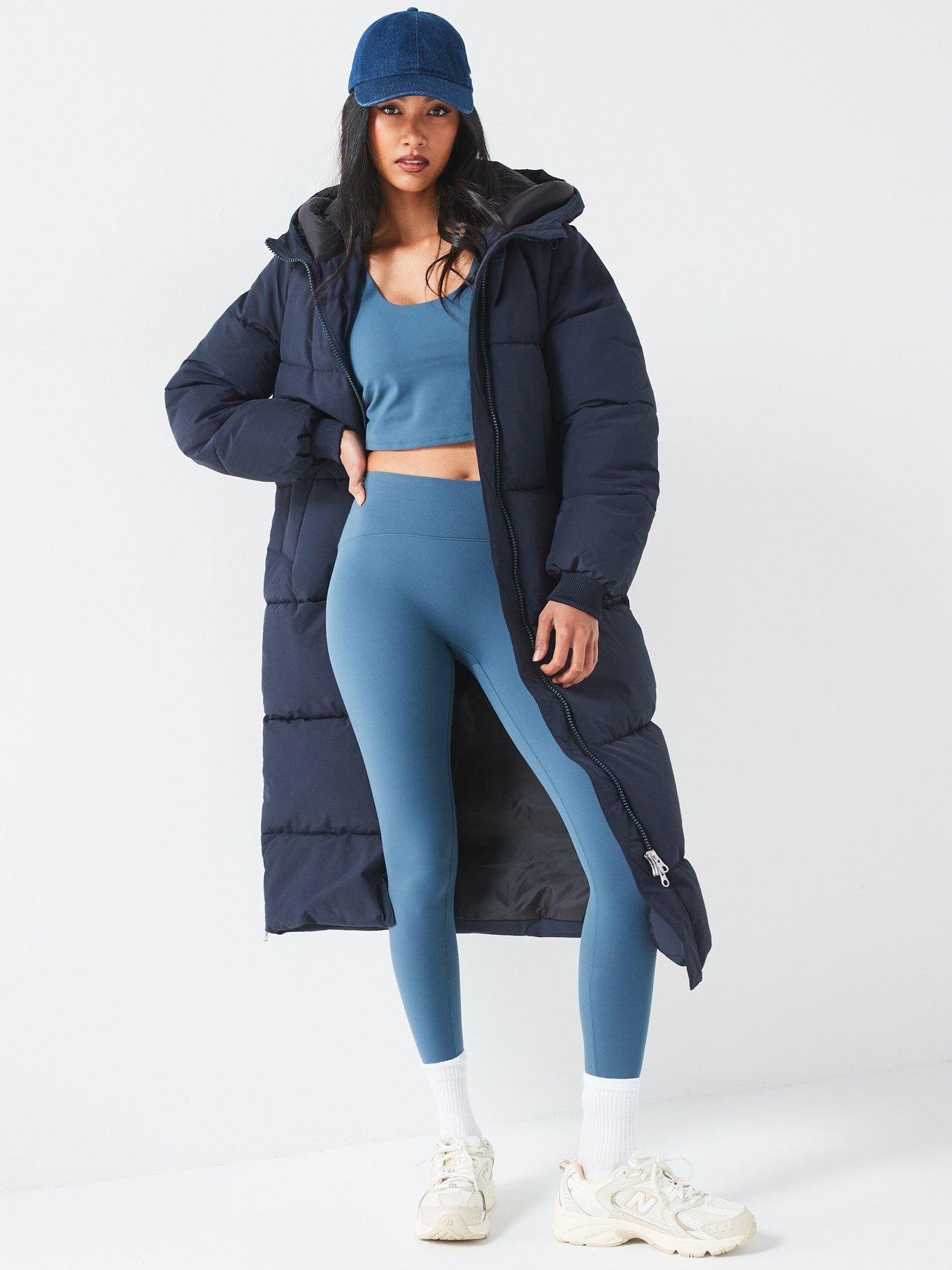 V by Very Water Resistant Padded Longline Hooded Coat Navy Very