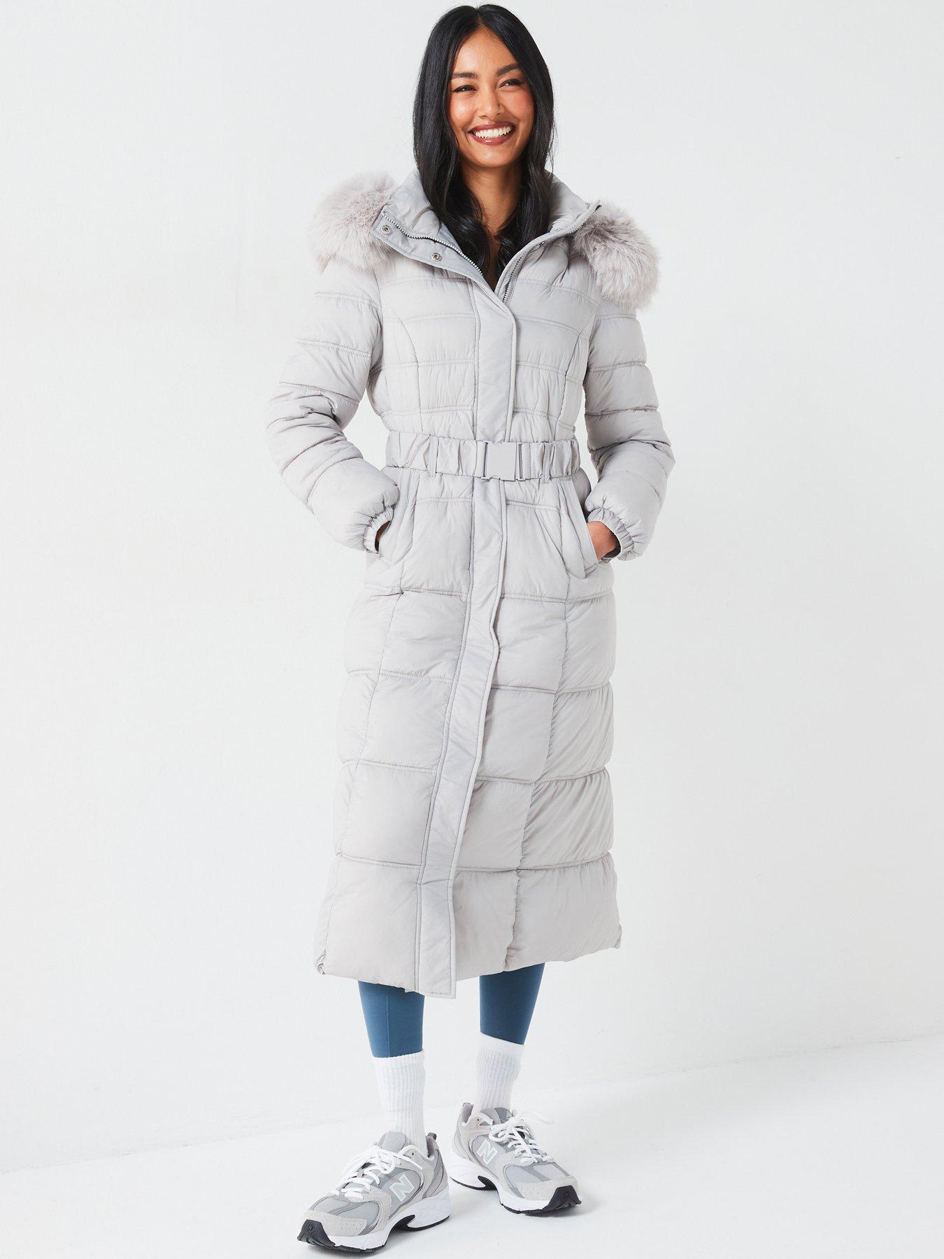 Ladies grey puffa coat on sale