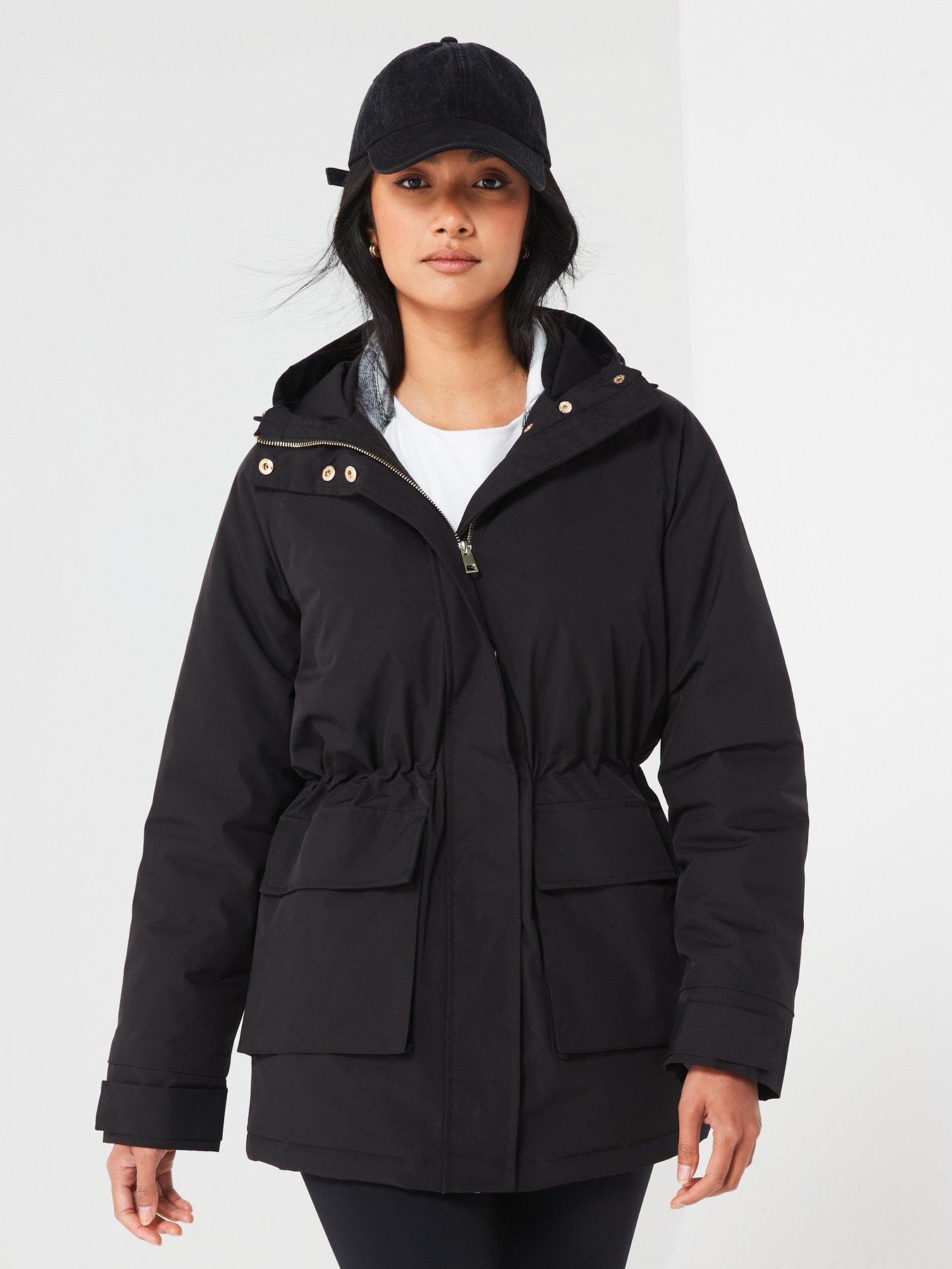 undefined Water Resistant Technical Hooded Coat - Black