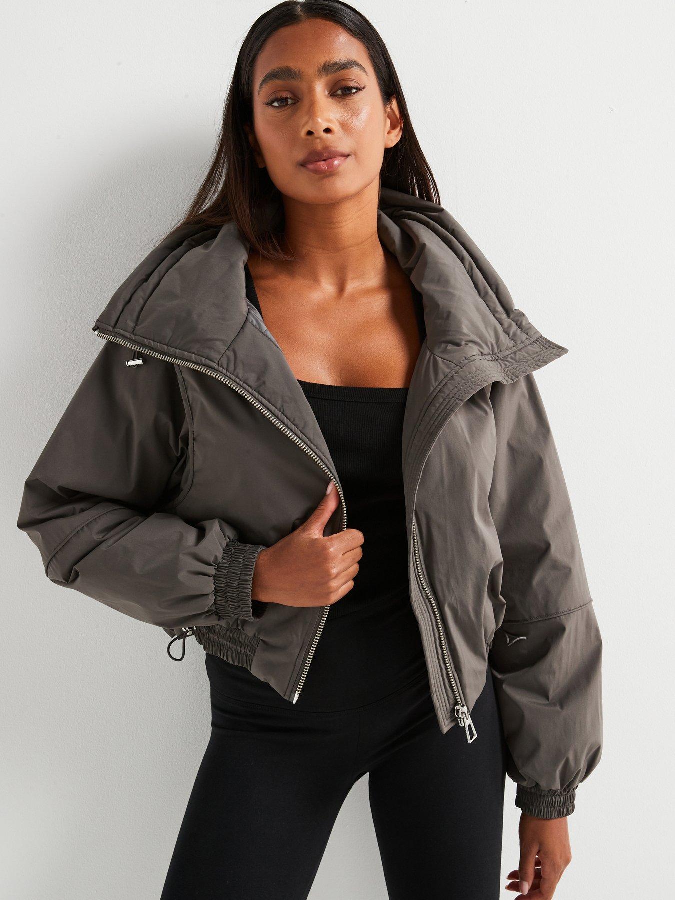 Short funnel neck coat on sale