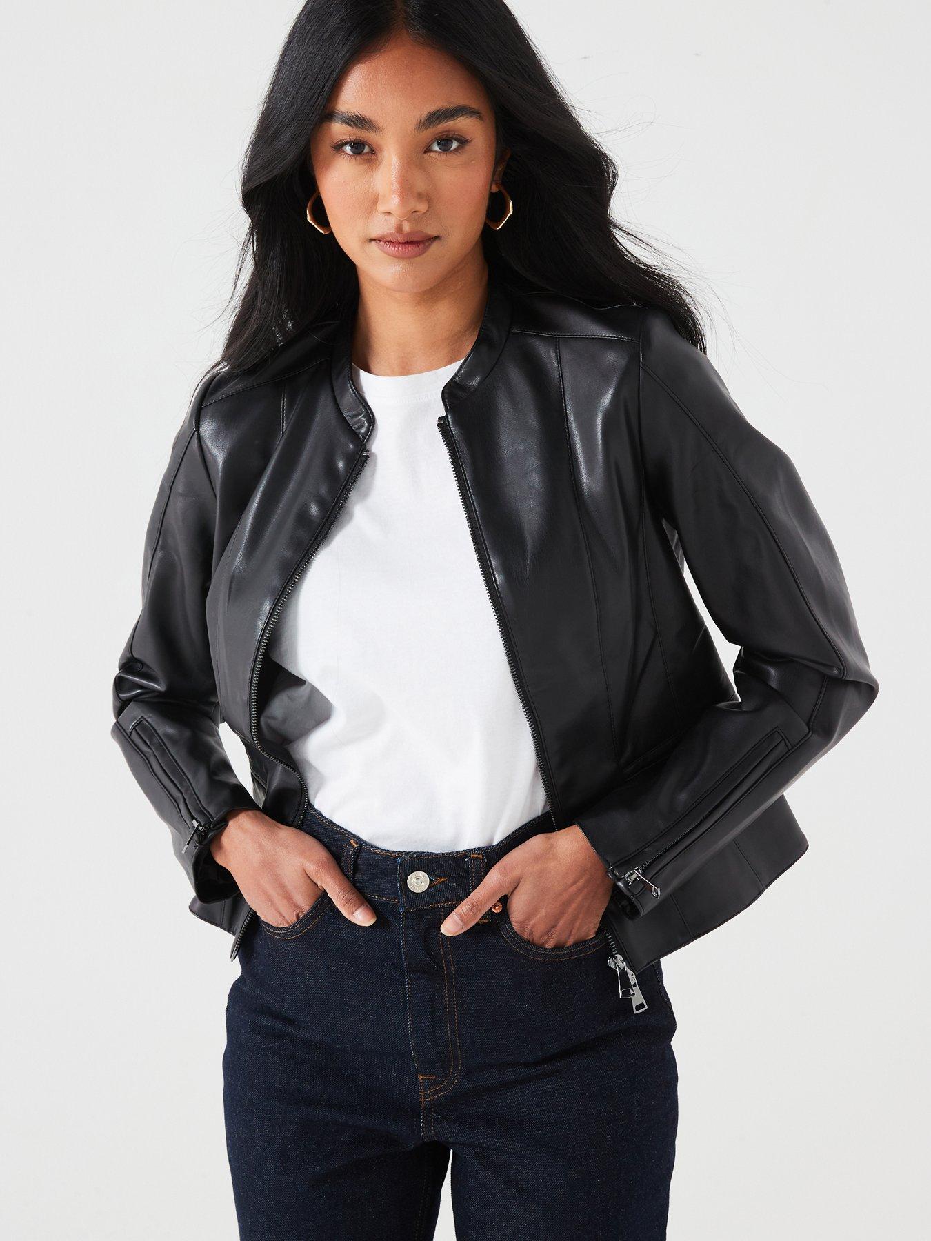Faux Leather Fitted Jacket