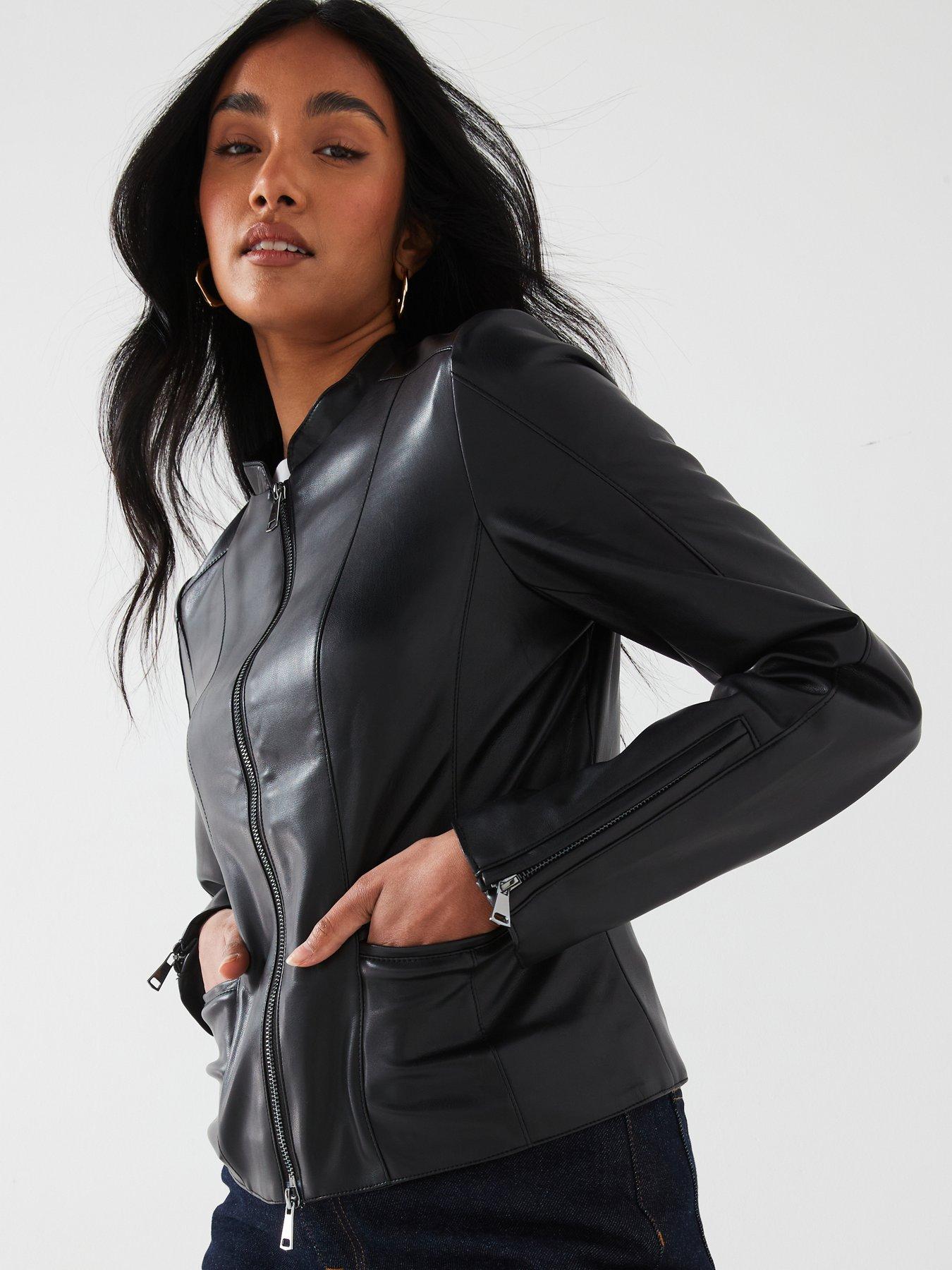 Leather fitted jacket hotsell