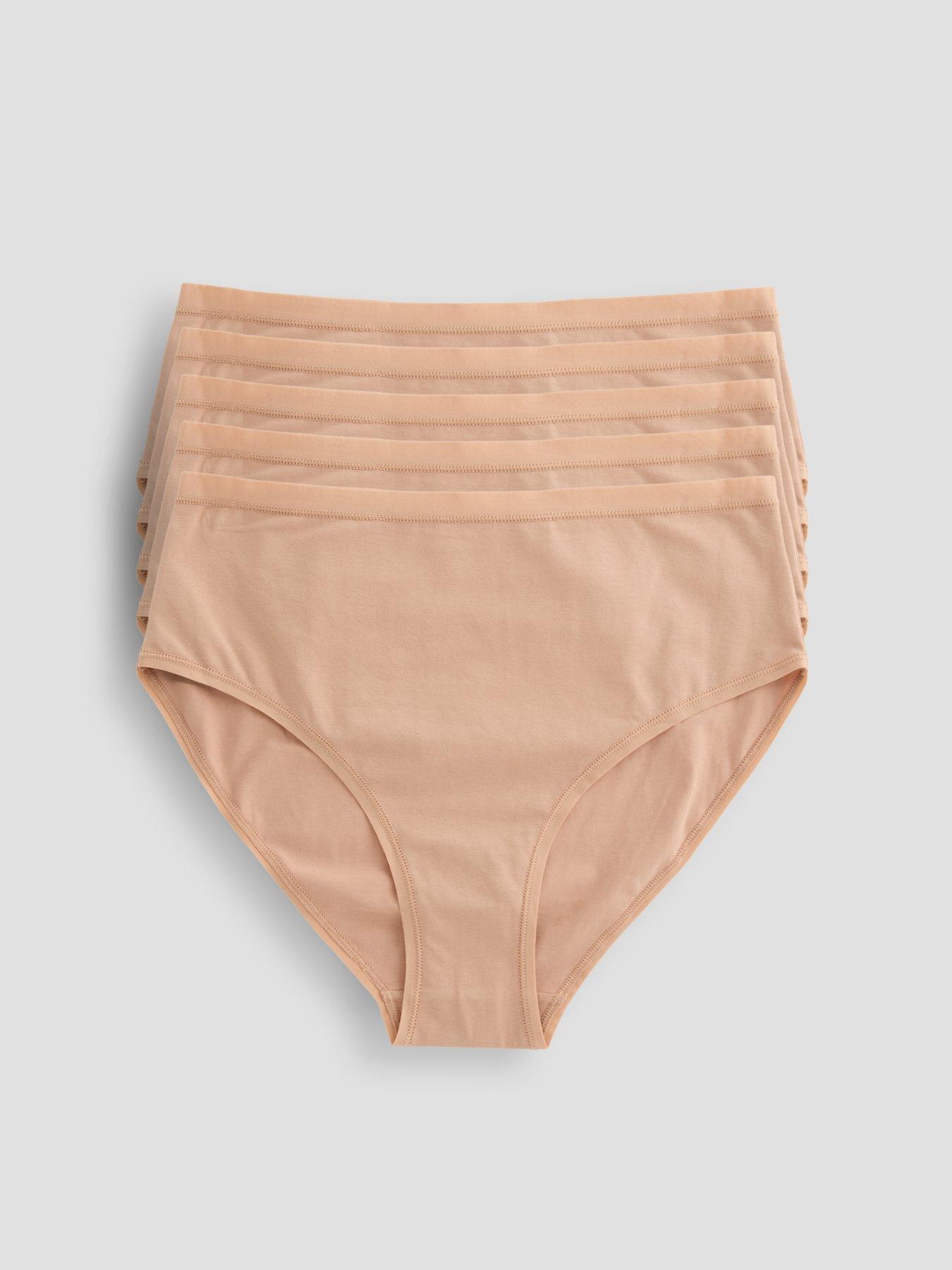 Image 1 of 6 of The Very Collection Womens High Waist Cotton Stretch 5 Pack Briefs - Nude