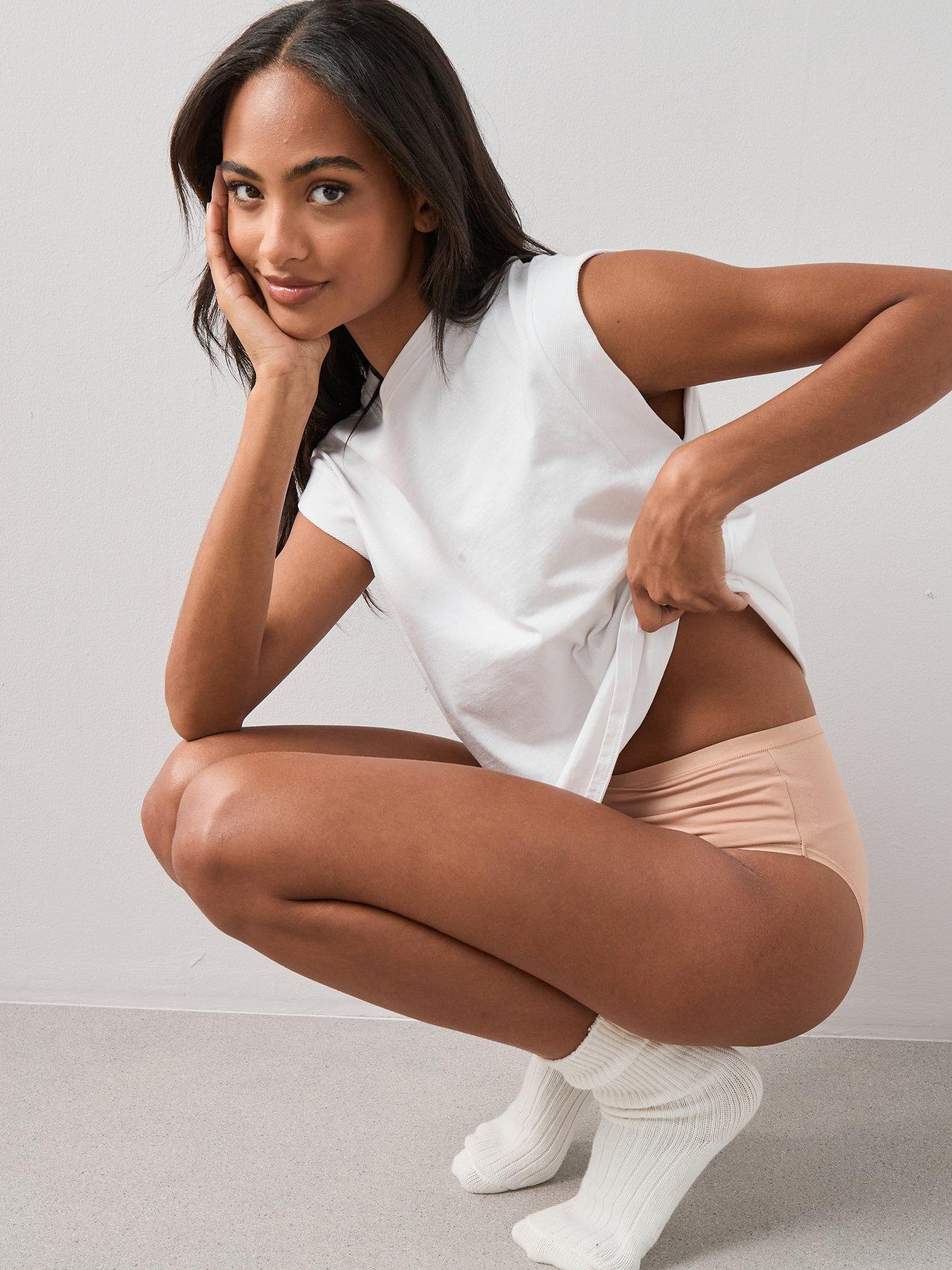 Image 6 of 6 of The Very Collection Womens High Waist Cotton Stretch 5 Pack Briefs - Nude