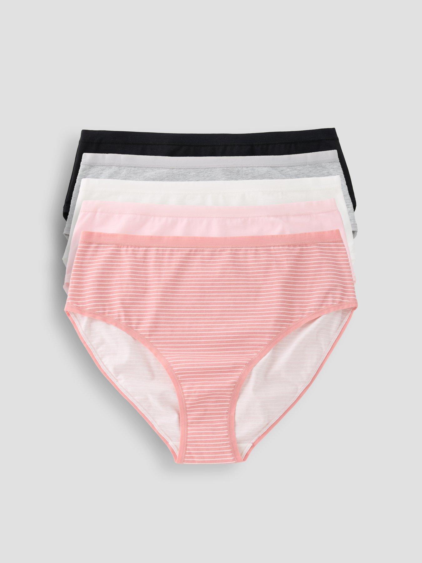 Image 1 of 6 of The Very Collection 5 Pack Cotton Plain And Printed Full High Waisted Briefs