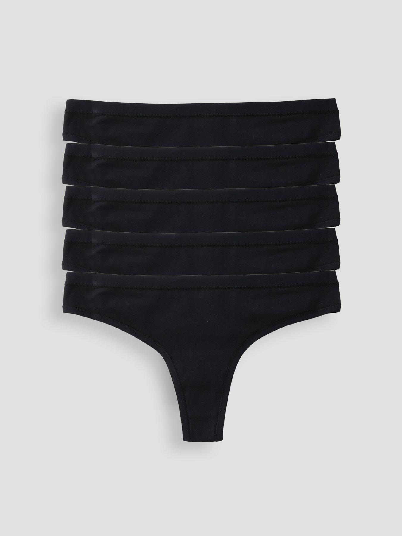 The Very Collection 5 Pack Plain Cotton Thongs - Black