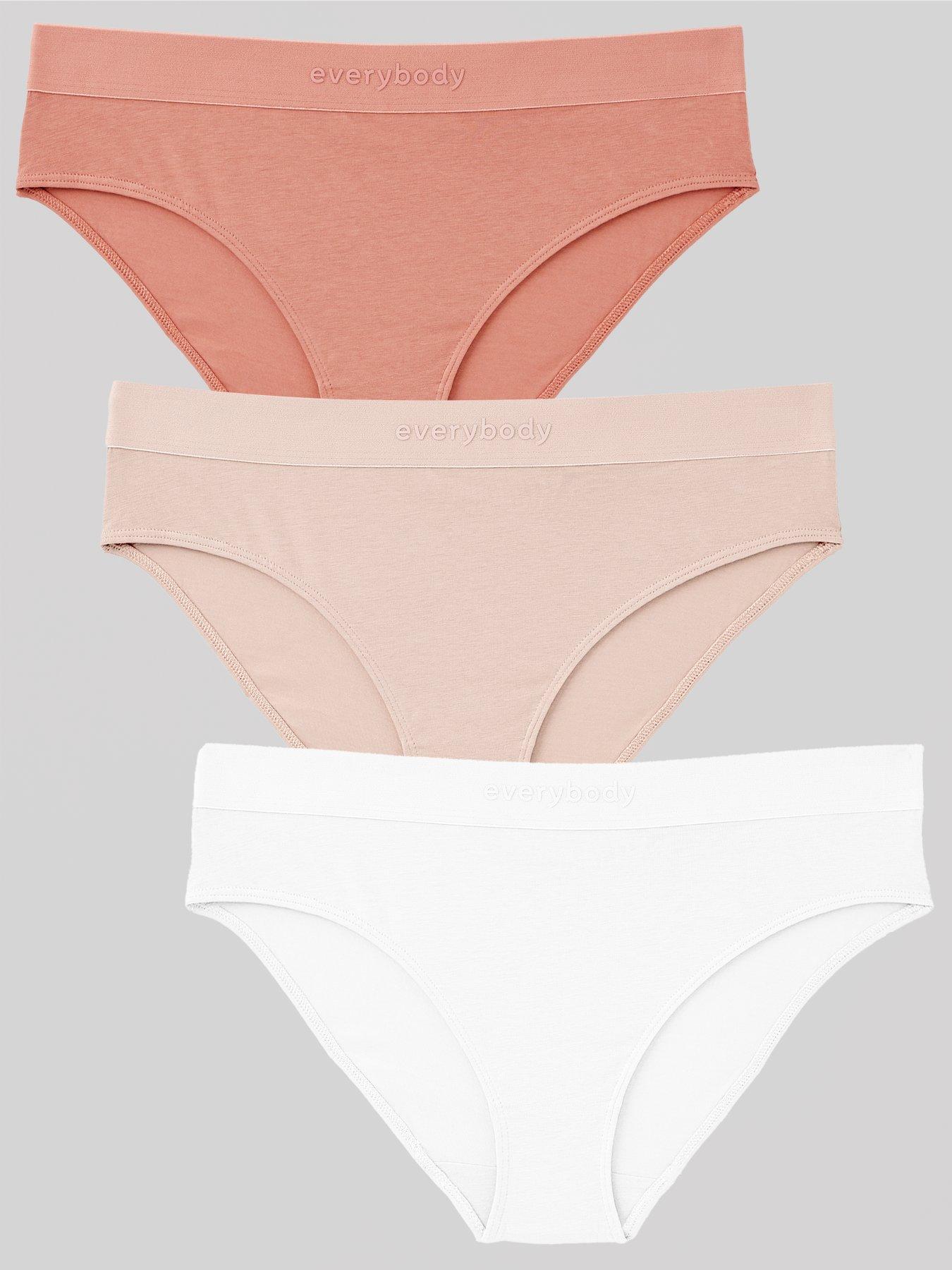 undefined 3 Pk Bikini Briefs - White/Pink