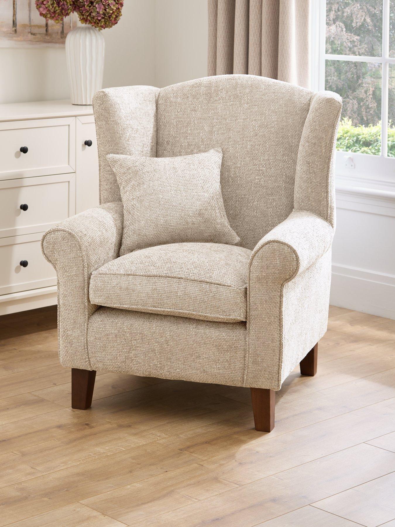 undefined Denton Chunky Weave Fabric Wing Chair