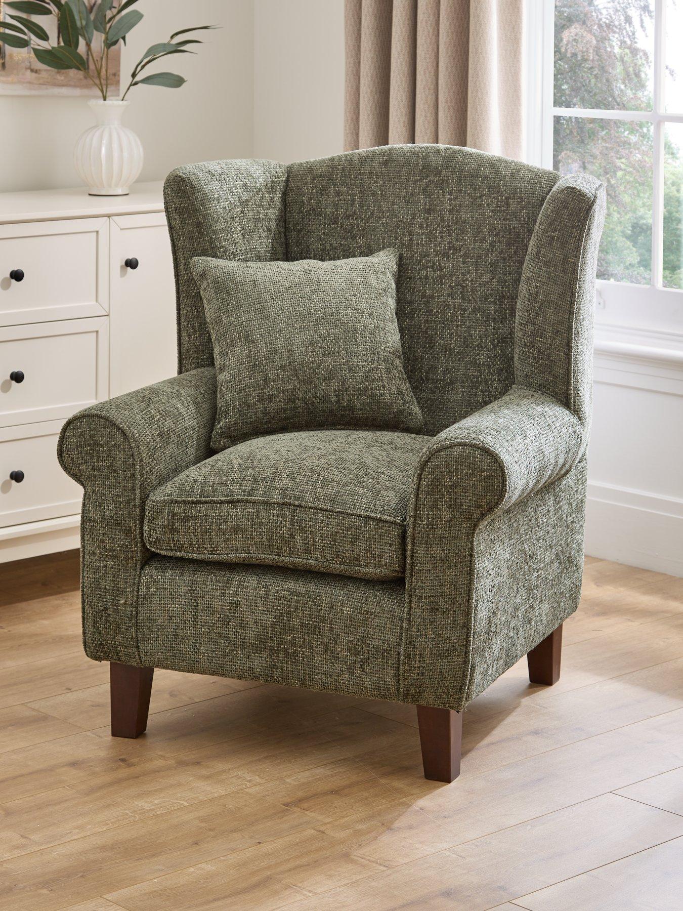 undefined Denton Chunky Weave Fabric Wing Chair