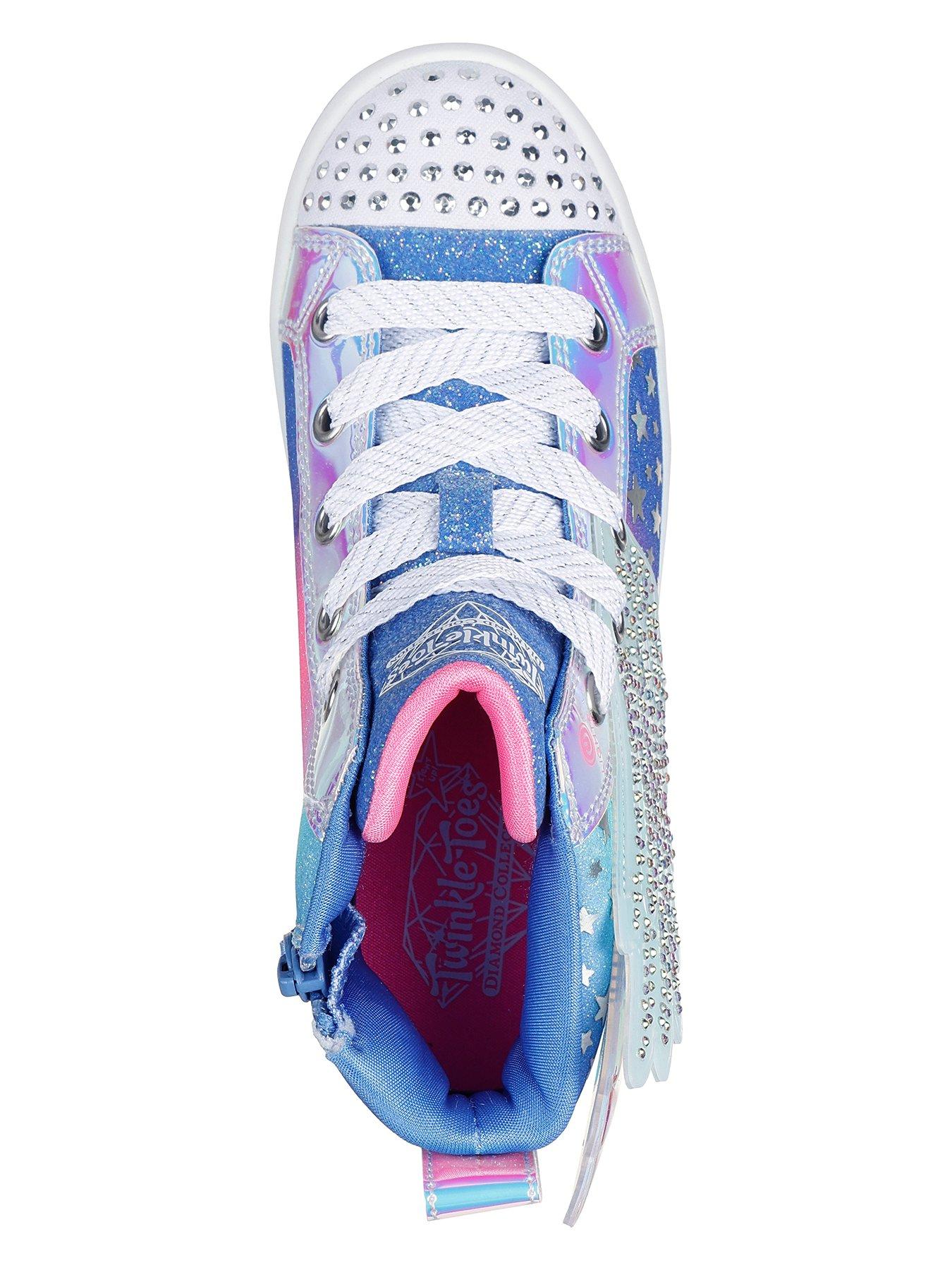 Skechers Girls Twi Lites 2.0 Iridescent Studded Wing High Top Trainer Very