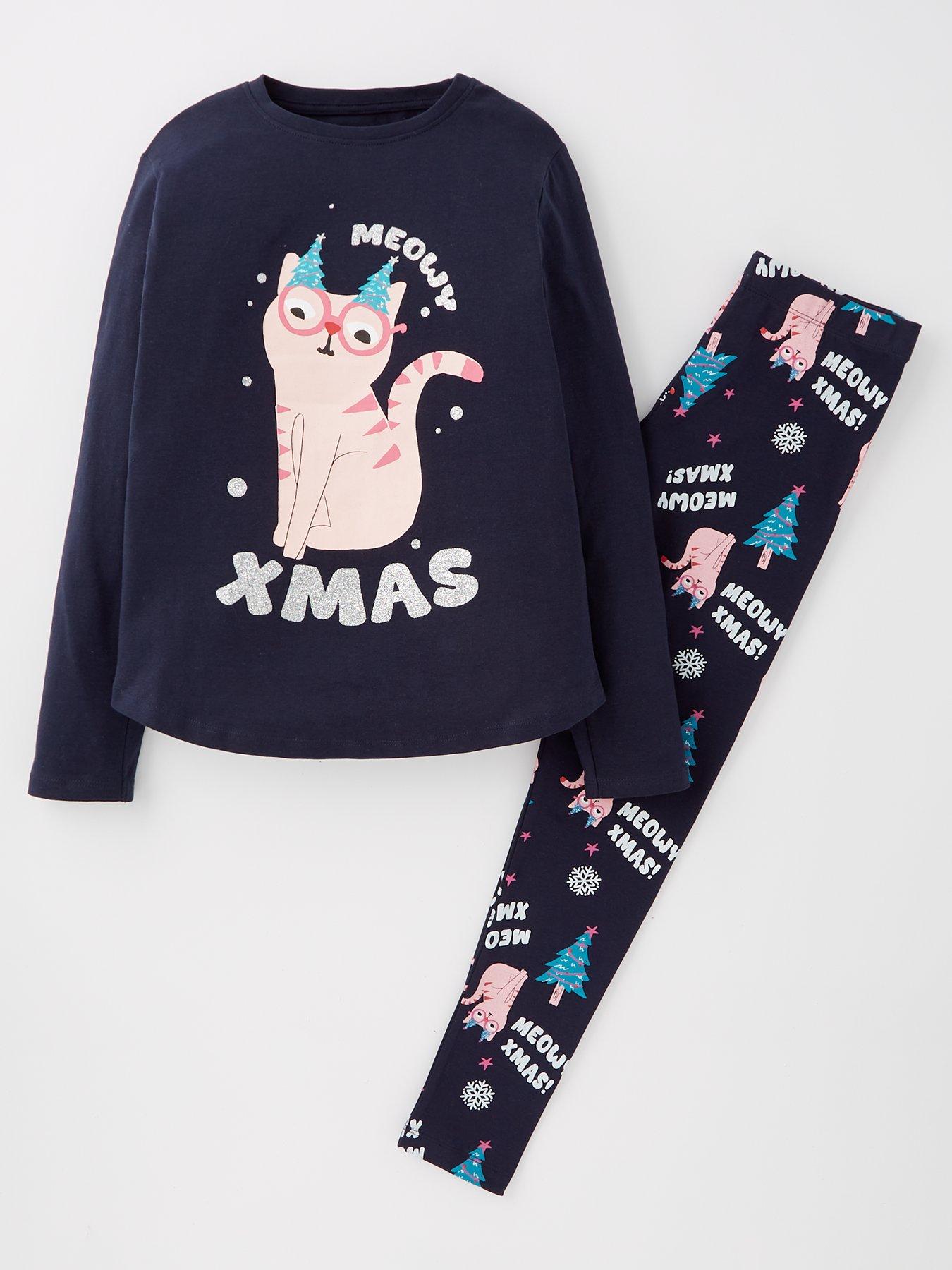 Image 1 of 4 of V by Very V by VeryGirls Christmas Cat Single Pyjama - Multi