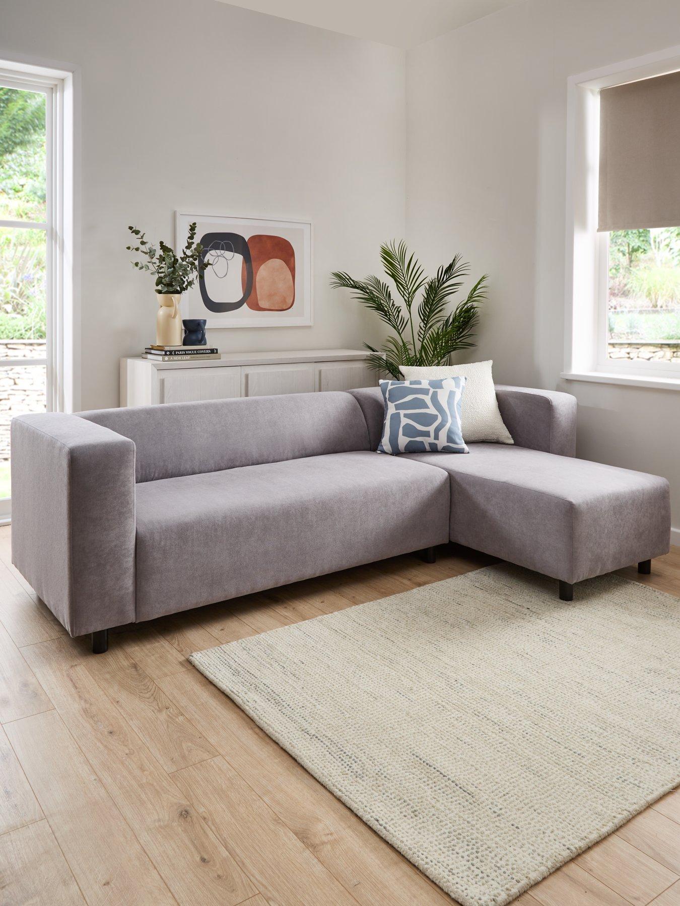 Product photograph of Very Home Clarke Right Hand Fabric Corner Chaise from very.co.uk